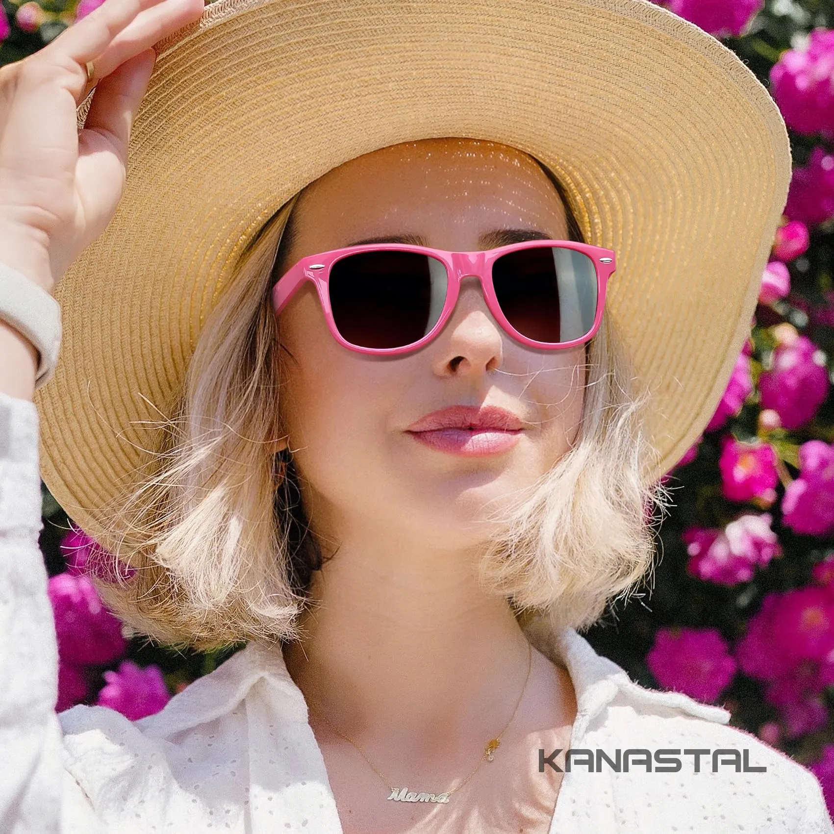 KANASTAL Occhiali da Sole Polarizzati UV400 per Uomo e Donna, Montatura Rosa e Lenti Nere - immagine 3