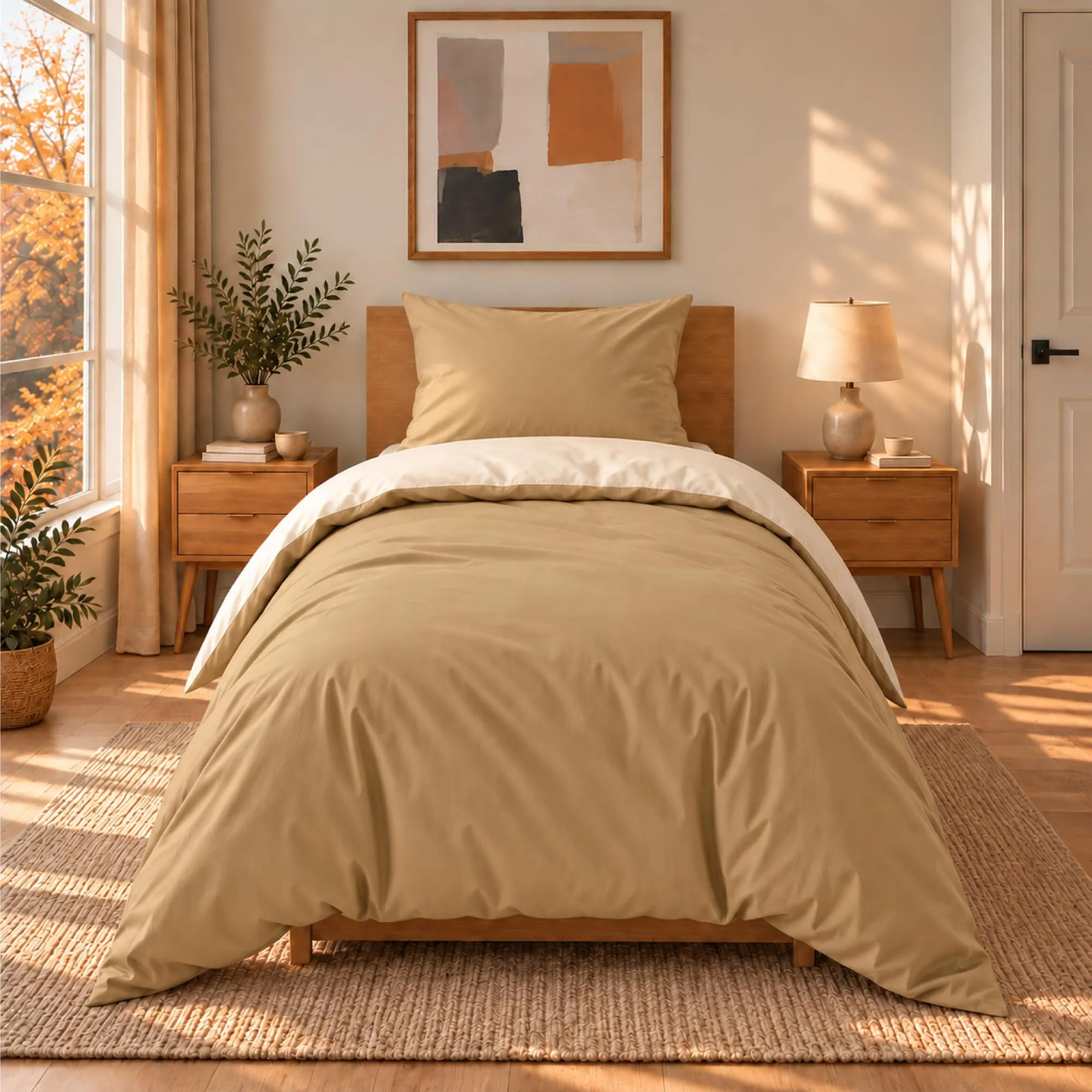 Dreamzie Copripiumino Singolo 135x200 cm e Federa 50x70 cm, Microfibra, Beige / Sabbia - immagine 1