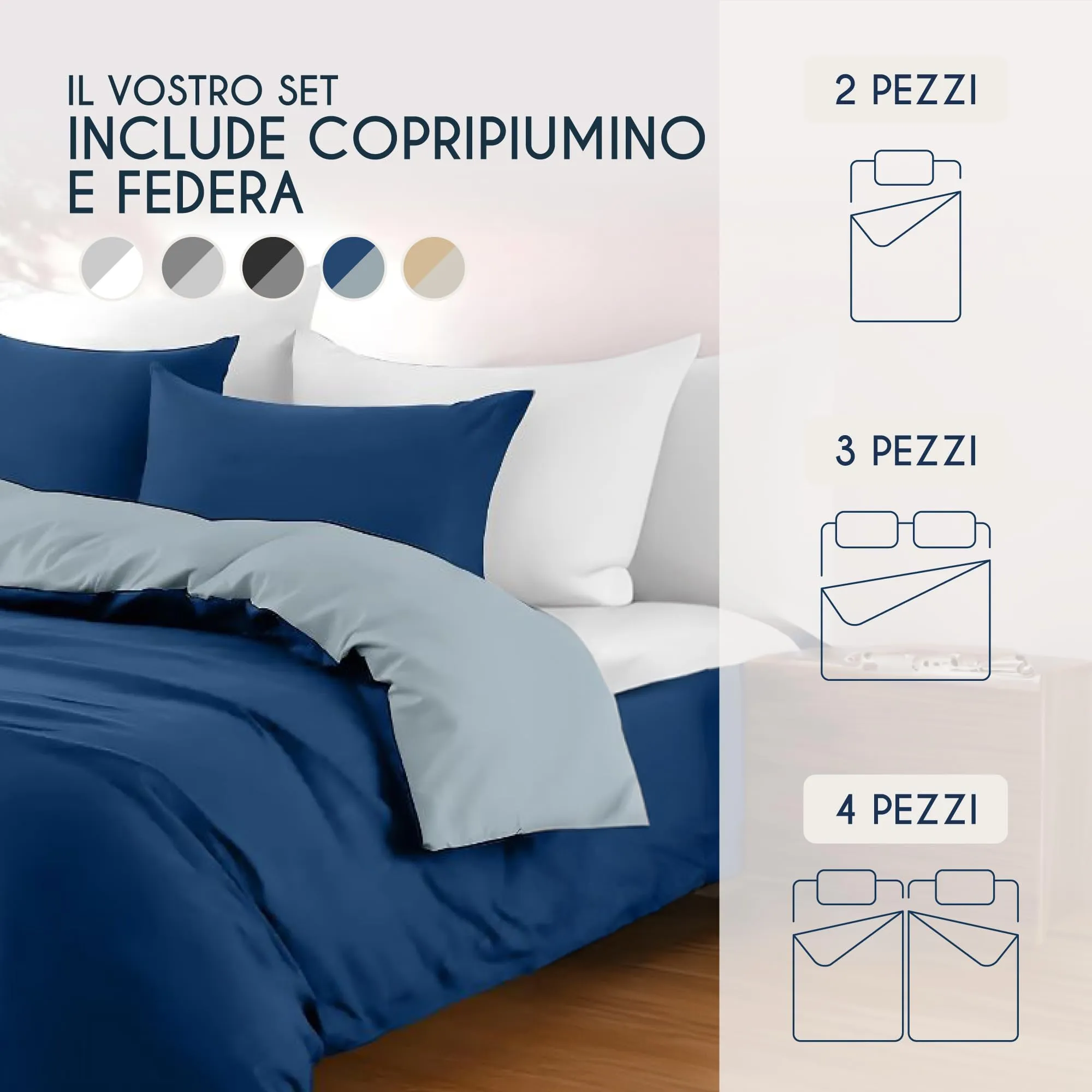 Dreamzie Copripiumino Matrimoniale 240x220 cm con 2 Federe 80x80 cm - immagine 6