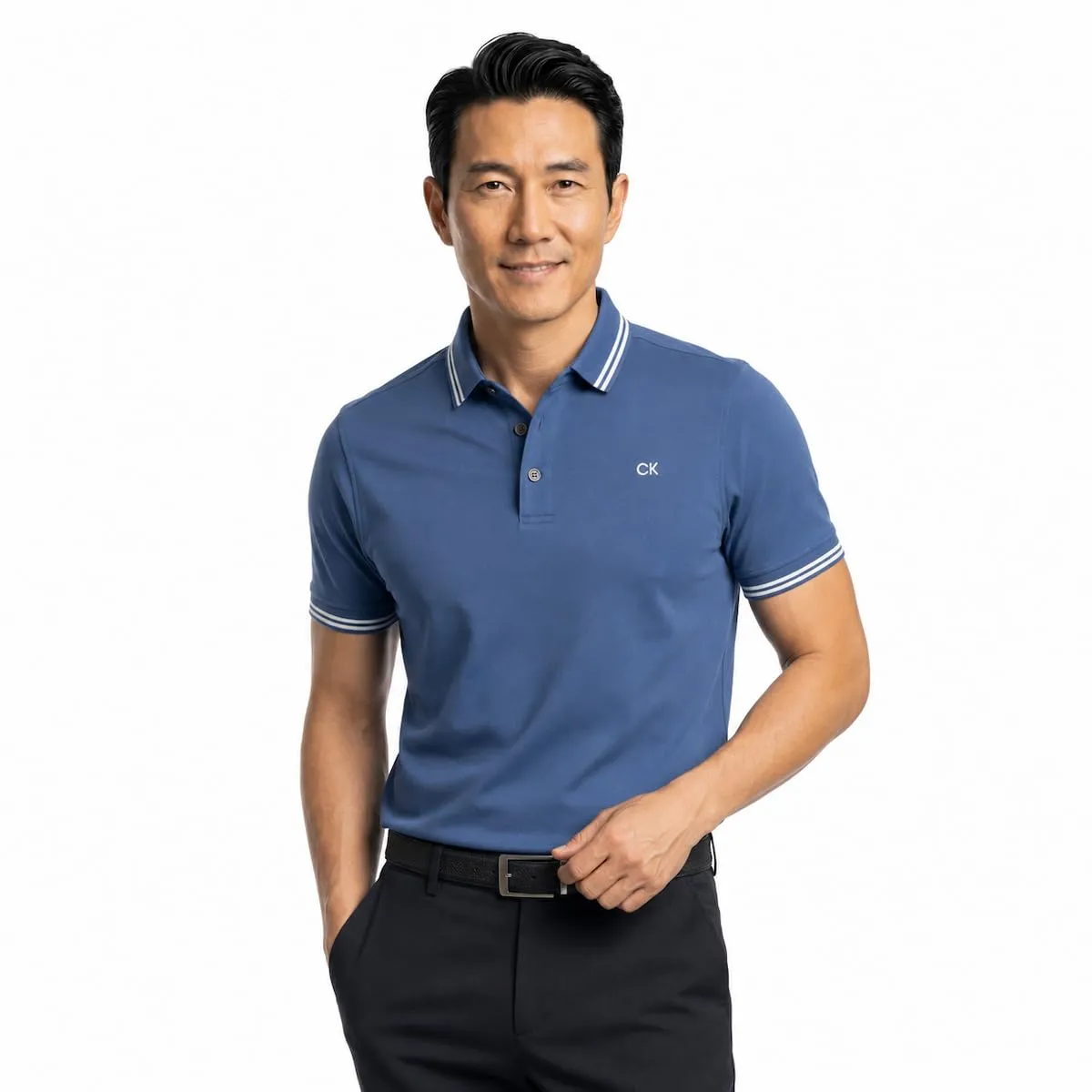 Calvin Klein Polo Golf Leggera Punta Campus Uomo - Denim Punta Blu - XL - immagine 2