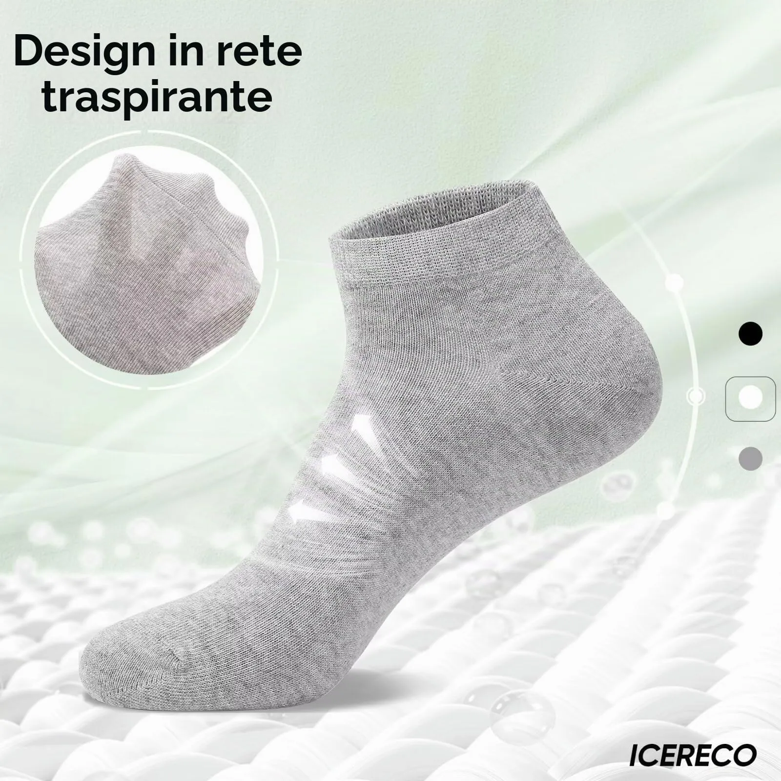 IceReco Calze Corte Uomo e Donna in Cotone, 10 Paia, Grigio, 47-50 - immagine 4