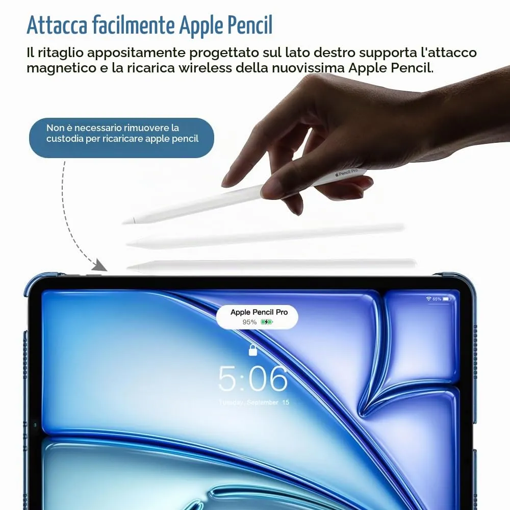 TiMOVO Cover per iPad Air 11" M4/M3/M2, Air 5a/4a 10,9", Blu Cobalto - immagine 3