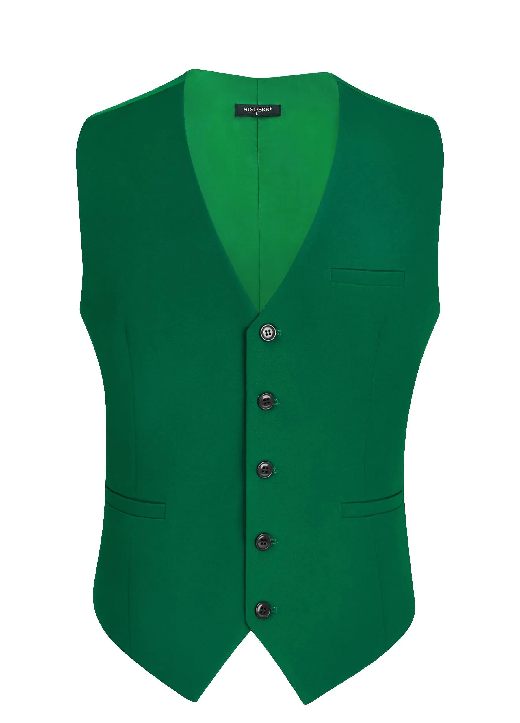 HISDERN Gilet da uomo in cotone tinta unita, Verde 2, L - immagine 2