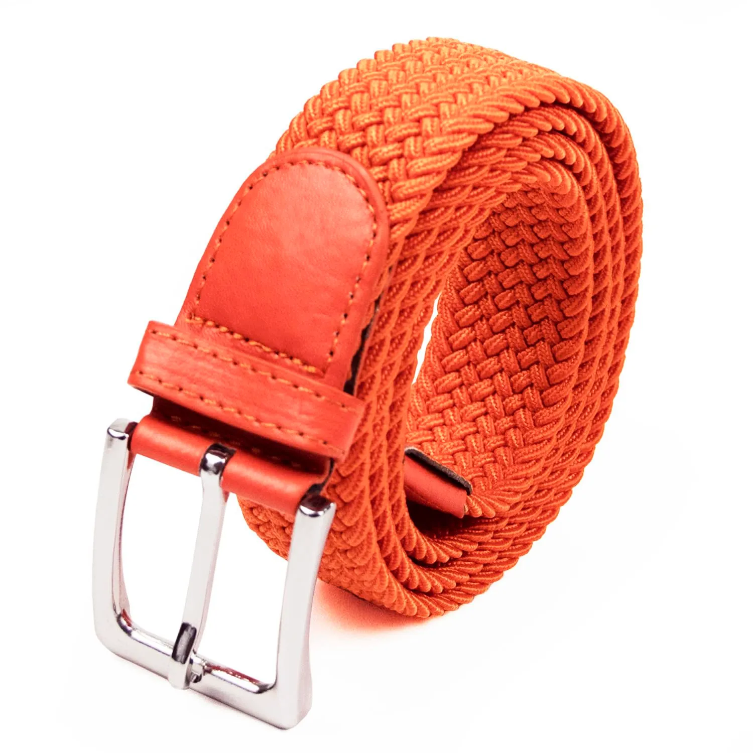 GLAMEXX24 Cintura Elastica Unisex in Tessuto Intrecciato Regolabile, 115cm, Arancia - immagine 1