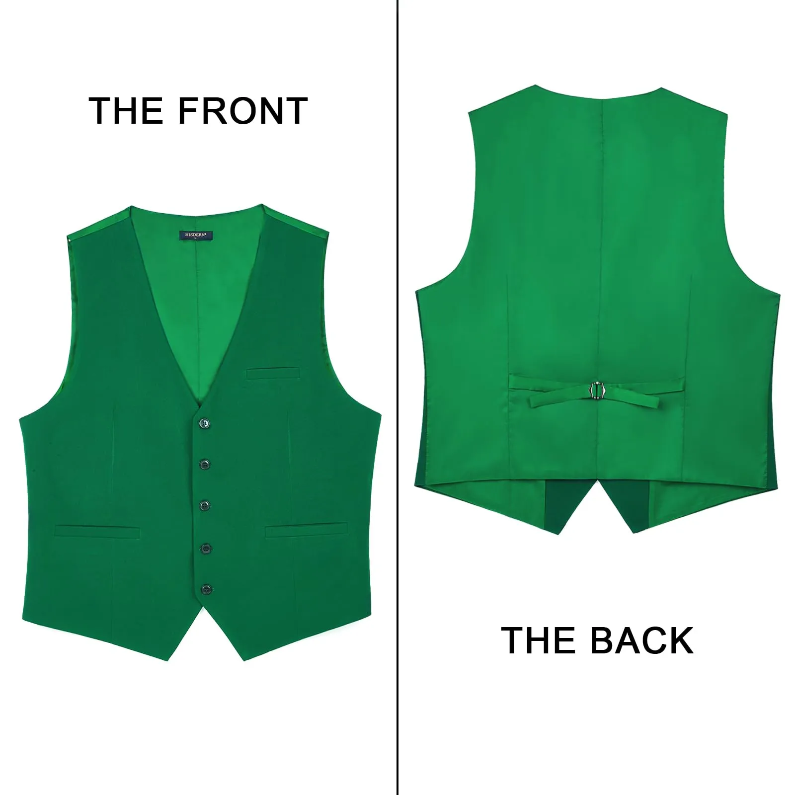 HISDERN Gilet da uomo in cotone tinta unita, Verde 2, XXL - immagine 4
