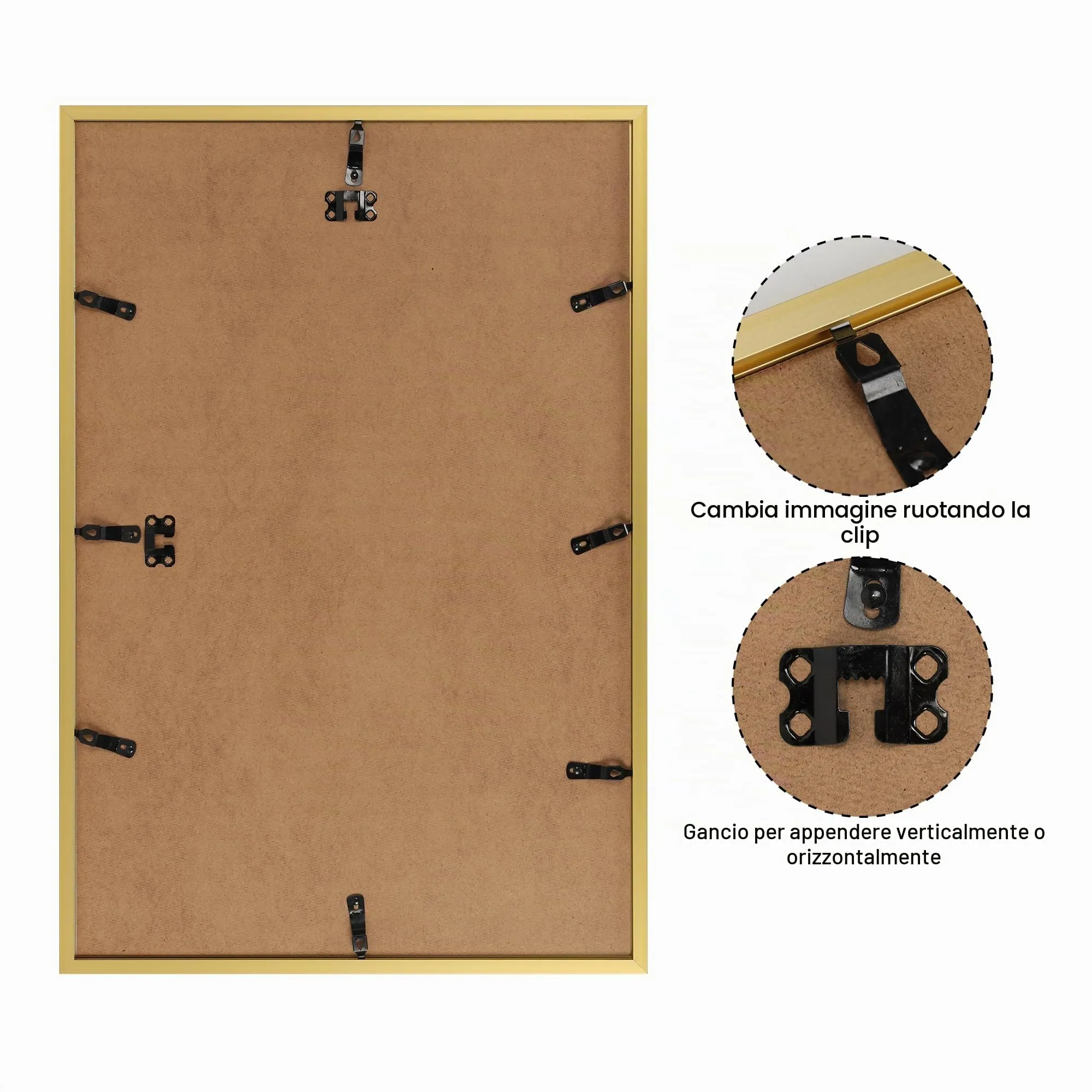 Giftgarden Cornice in Alluminio Dorata 40x60 cm - immagine 3