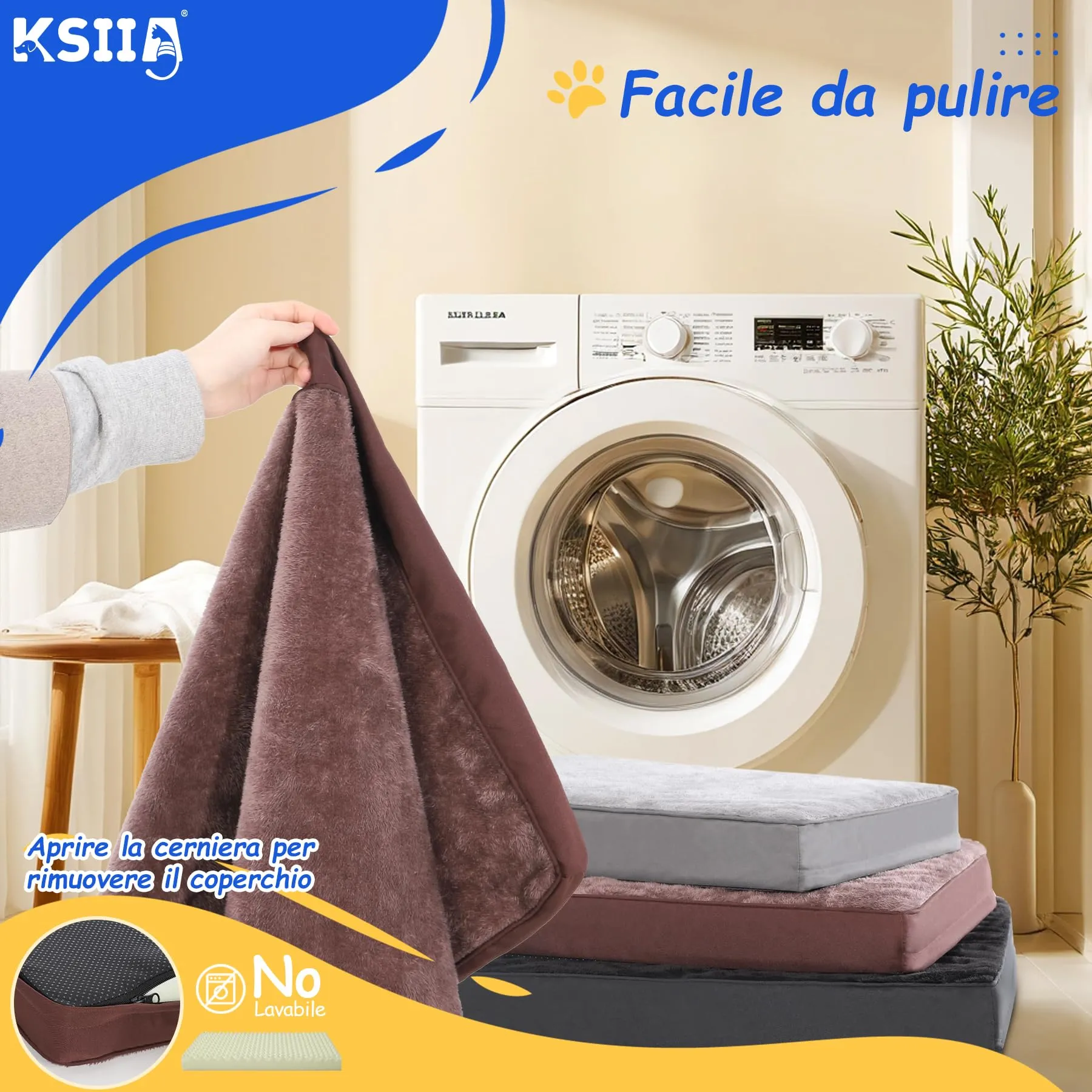 KSIIA Cuccia Cane Interno Taglia Grande, Cuscino Cane XXL, 119x73cm, Marrone - immagine 4