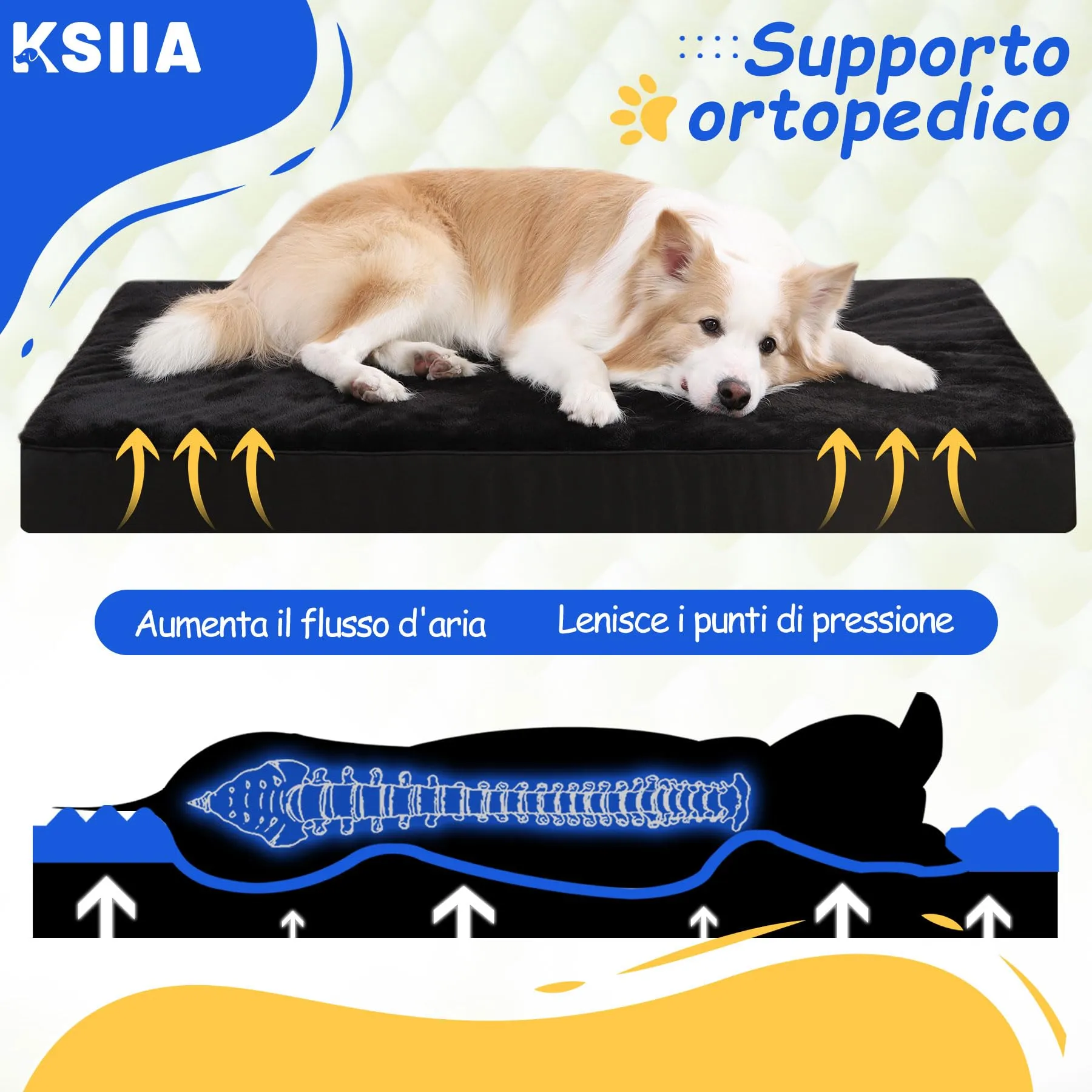 KSIIA Cuccia Cane Interno Taglia Grande, 104x68x8cm, Nero - immagine 2
