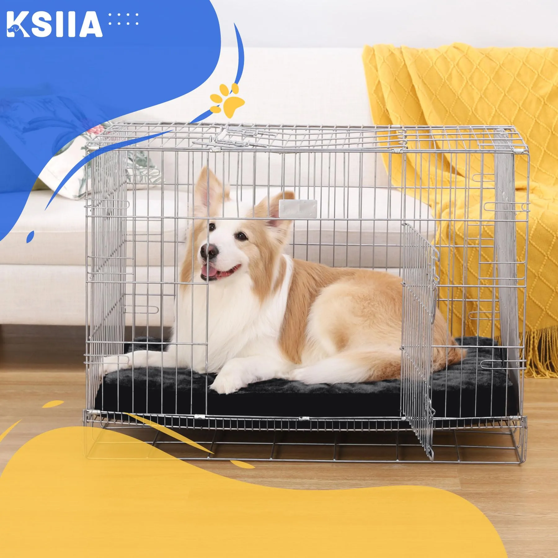 KSIIA Cuccia Cane Interno Taglia Grande, 104x68x8cm, Nero - immagine 8