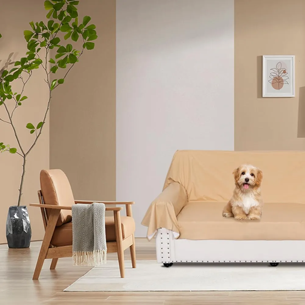 DUJUIKE Copriletto Impermeabile per Letto Matrimoniale, Divano, Cani, Gatti e Bambini, Giallo Albicocca, Twin 160 x 230 cm - immagine 5