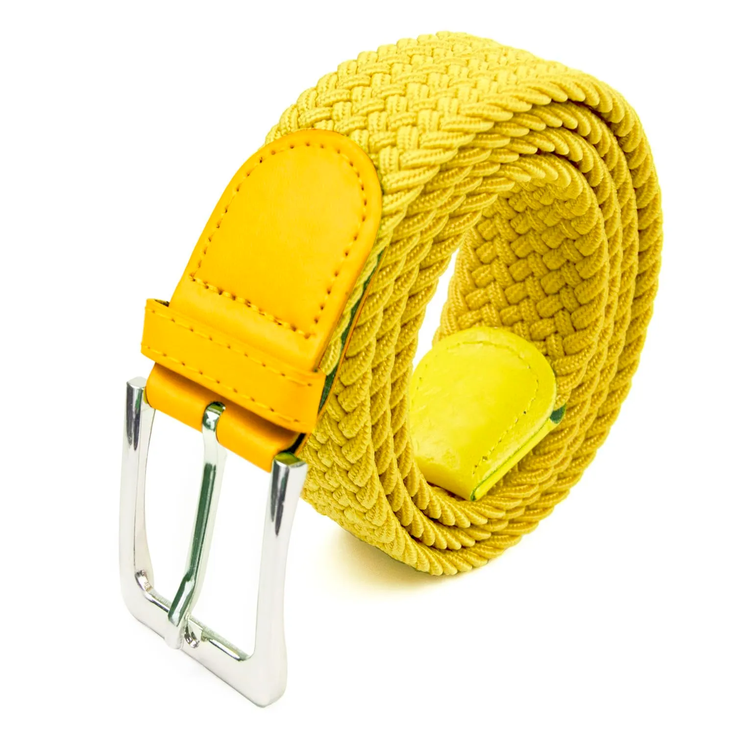 GLAMEXX24 Cintura Elastica Unisex in Tessuto Intrecciato Regolabile, 115cm, Giallo Chiaro - immagine 1