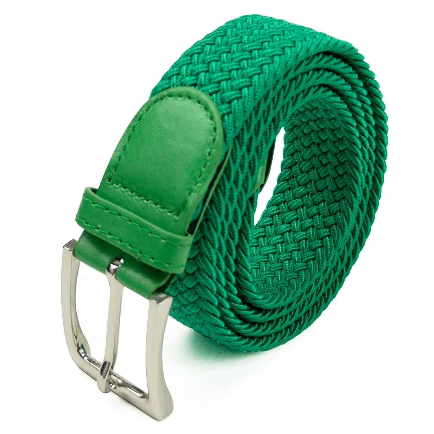 GLAMEXX24 Cintura Elastica Unisex in Tessuto Intrecciato Regolabile, 115cm, Erba Verde - immagine 1
