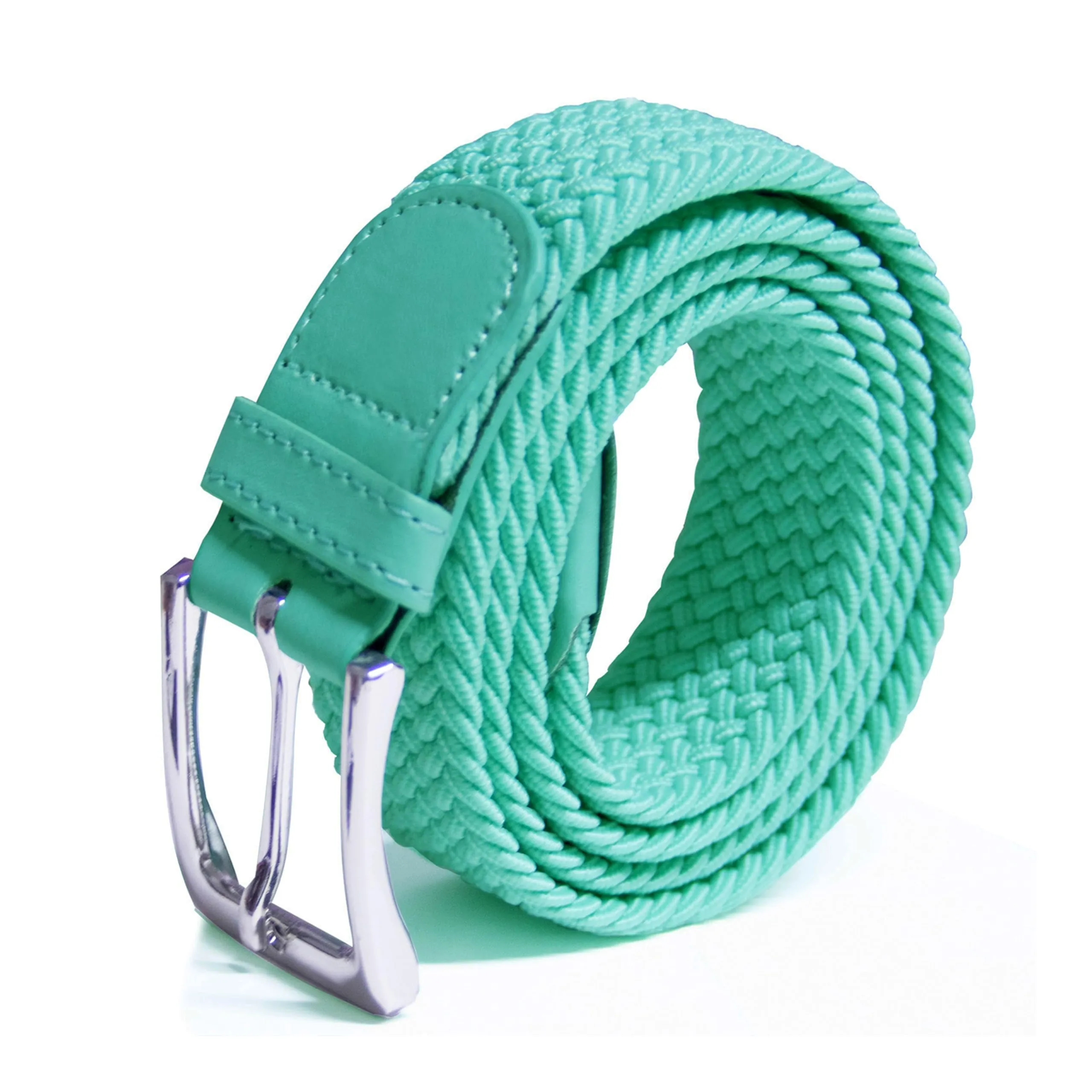GLAMEXX24 Cintura Elastica Unisex in Tessuto Intrecciato Regolabile, Turchese, 115cm - immagine 1