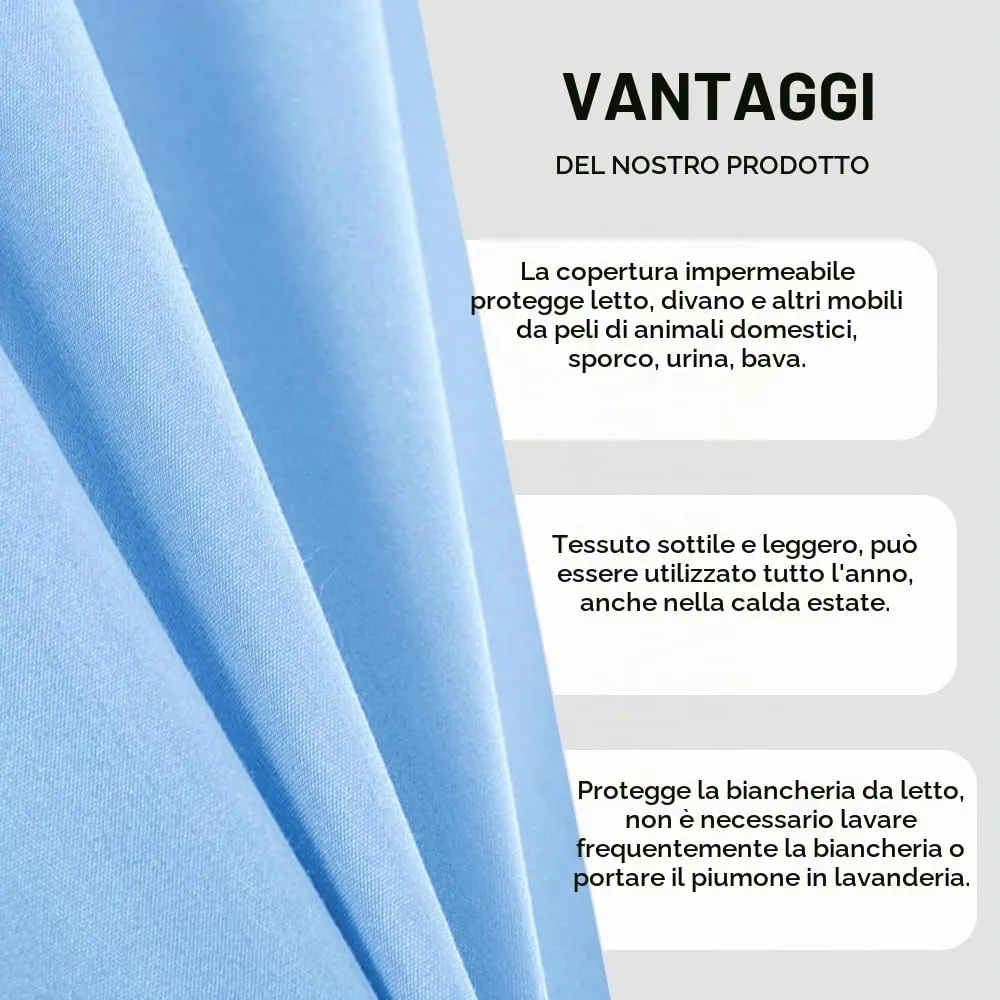 DUJUIKE Copriletto Impermeabile per Letto Matrimoniale, Divano, Cane, Gatto e Bambini (Blu Celest, Twin 160 x 230 cm) - immagine 7