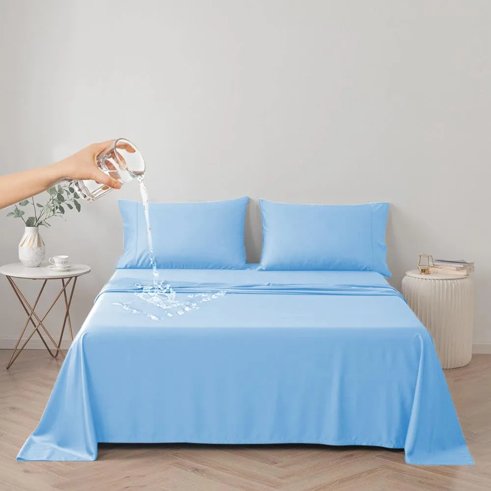 DUJUIKE Copriletto Impermeabile per Letto Matrimoniale, Queen 200 x 230 cm, Blu Celest - immagine 1