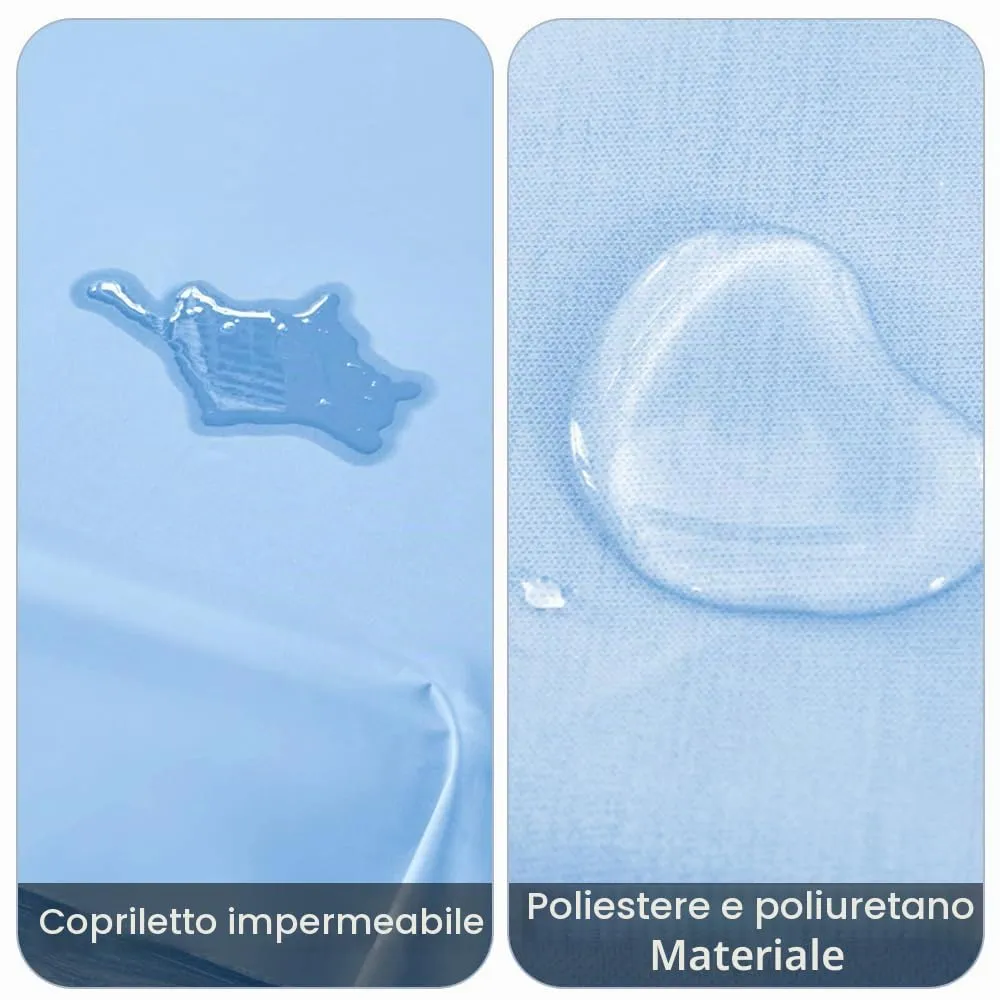 DUJUIKE Copriletto Impermeabile per Letto Matrimoniale, Queen 200 x 230 cm, Blu Celest - immagine 2