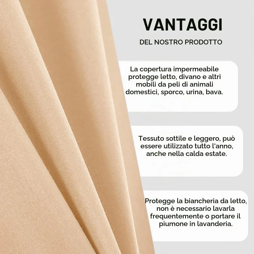 DUJUIKE Copriletto Impermeabile per Letto Matrimoniale, Queen 200 x 230cm, Giallo Albicocca - immagine 7