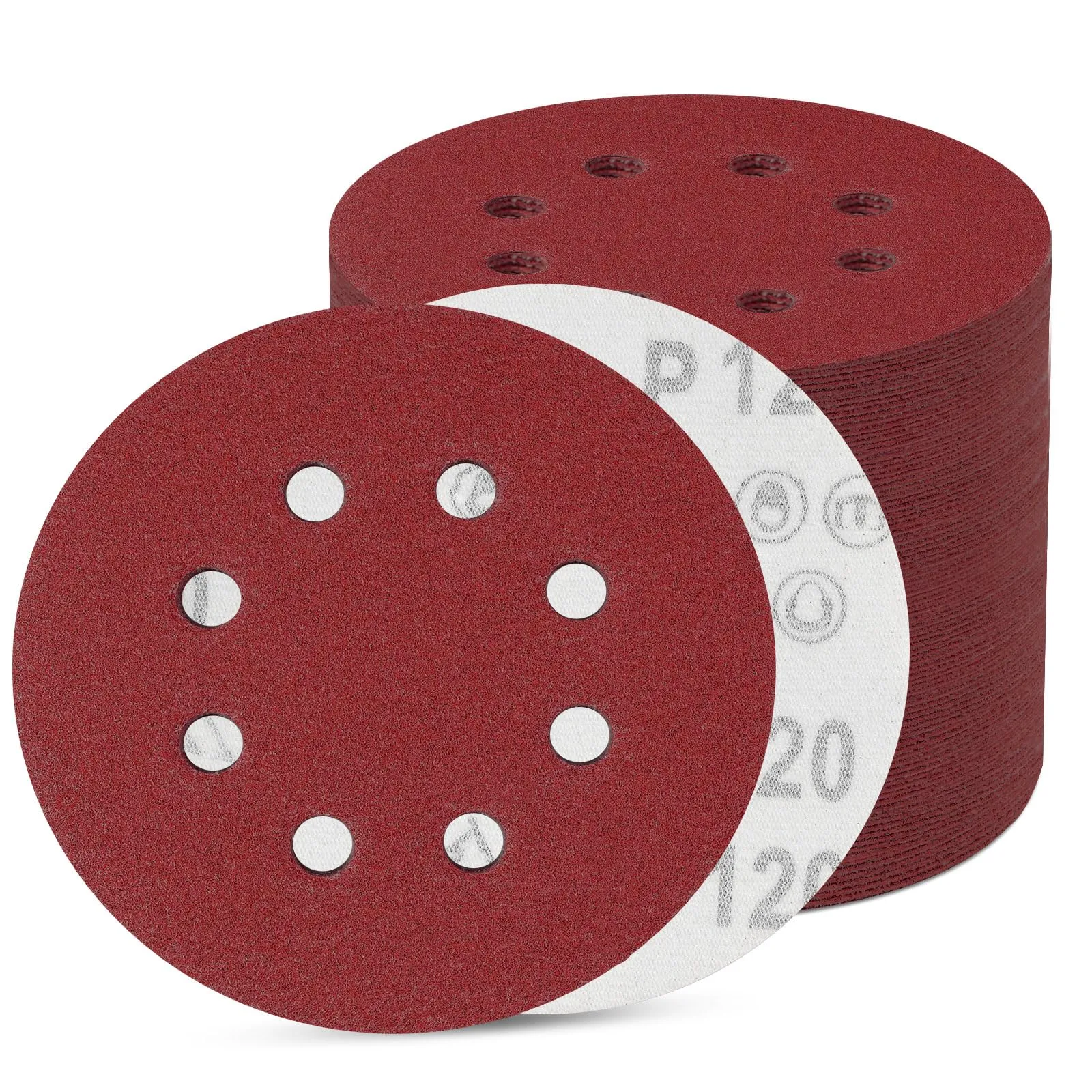Sinand SZ-125 Dischi di Carta Vetrata 125 mm a 8 Fori, 100 Pezzi Assortiti - immagine 1