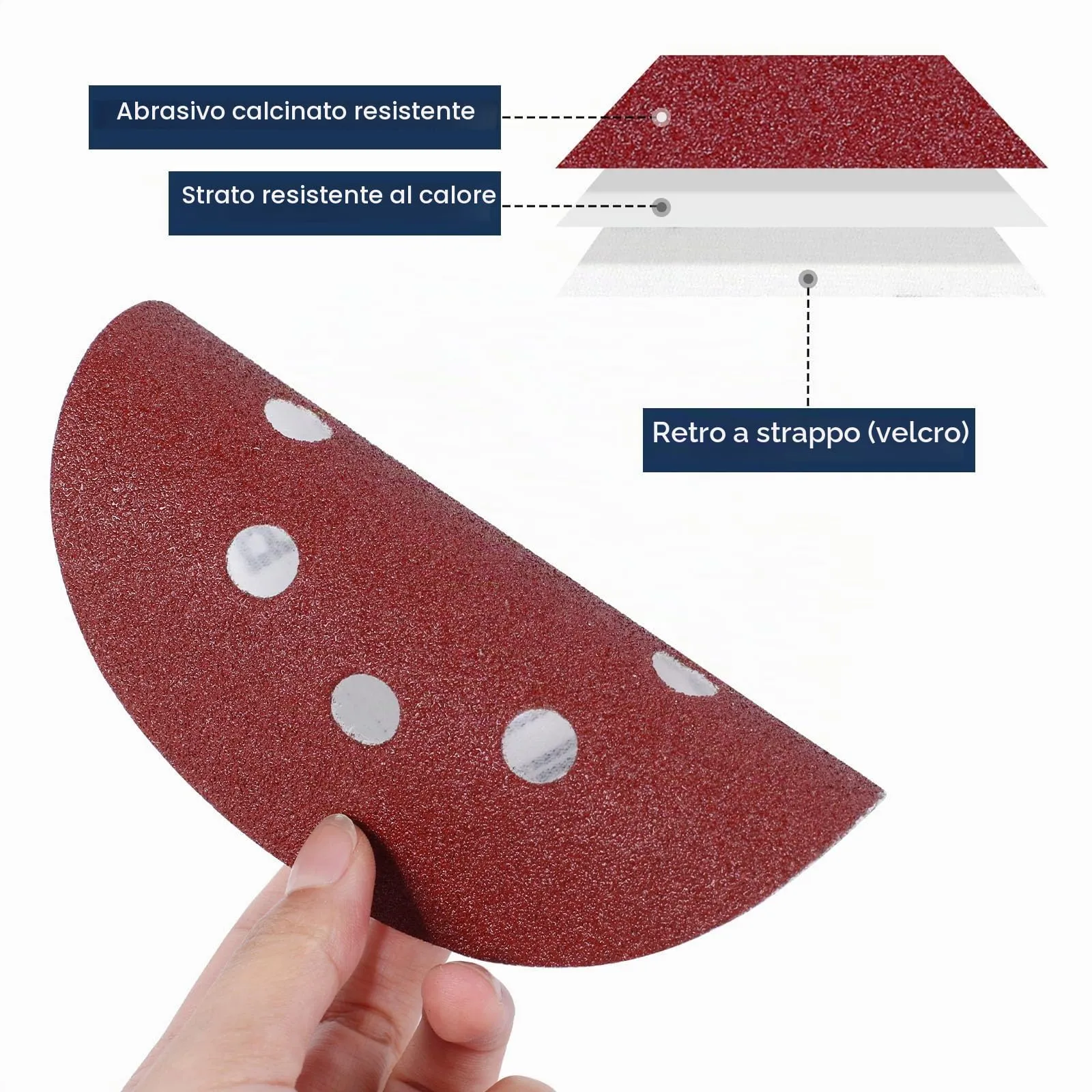Sinand SZ-125 Dischi di Carta Vetrata 125 mm a 8 Fori, 100 Pezzi Assortiti - immagine 3