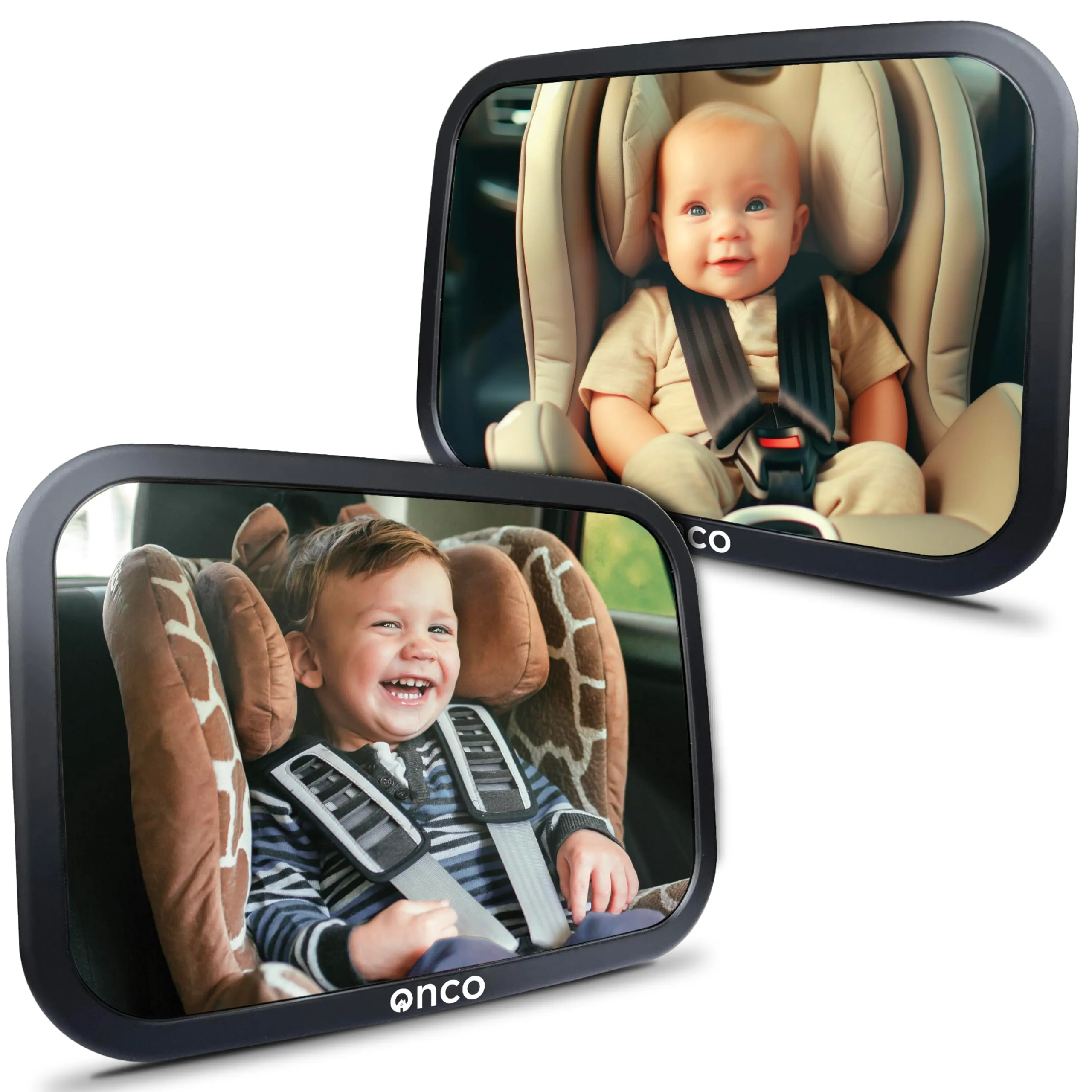 Onco Specchio Auto Neonato Sedile Posteriore Infrangibile, 2 Pack - immagine 1