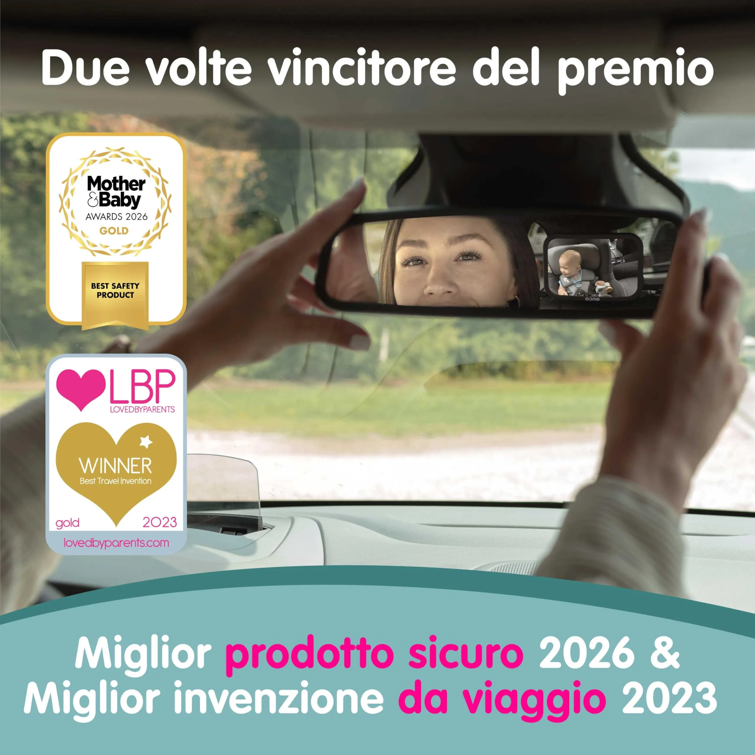Onco Specchio Auto Neonato Sedile Posteriore Infrangibile, 2 Pack - immagine 3