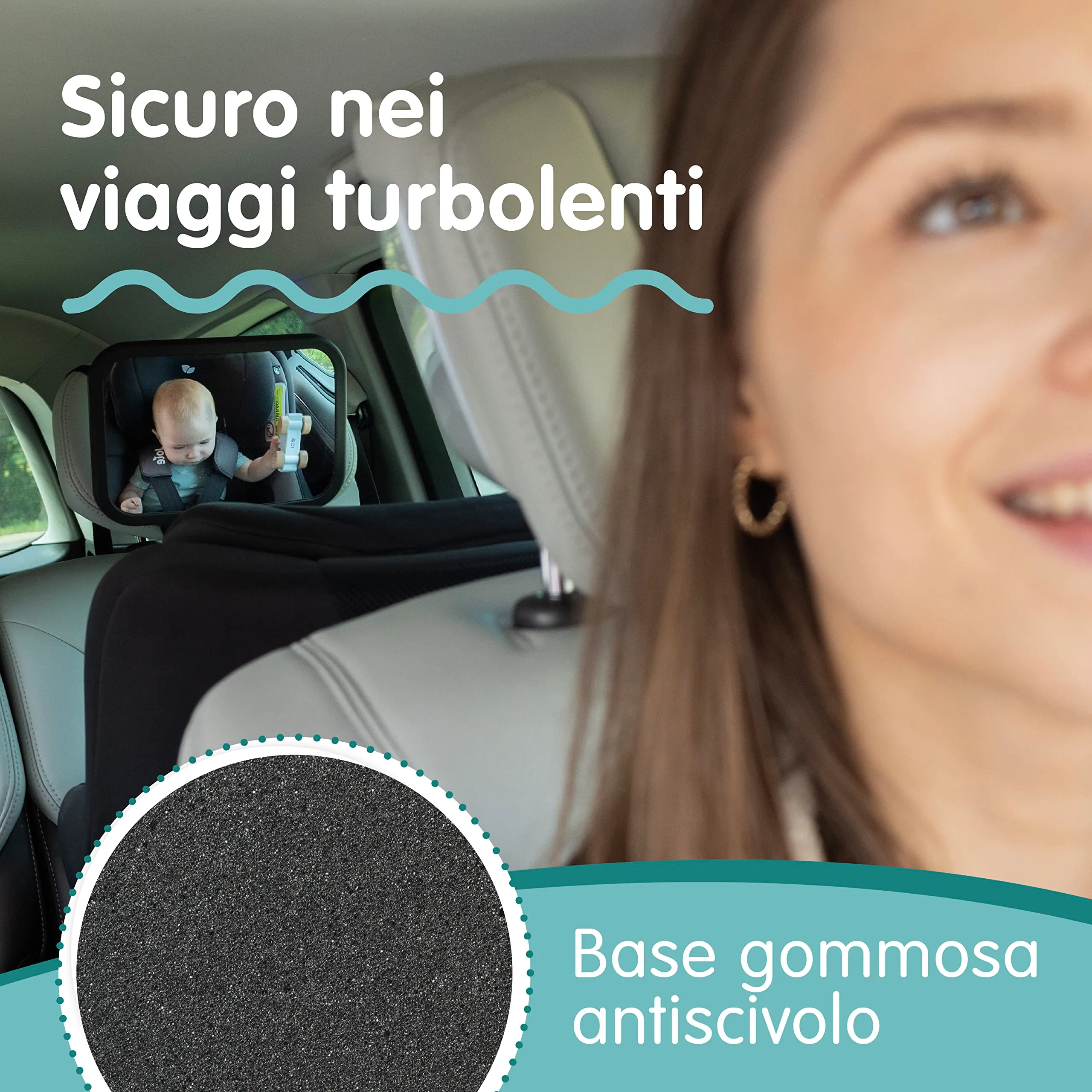 Onco Specchio Auto Neonato Sedile Posteriore Infrangibile, 2 Pack - immagine 5