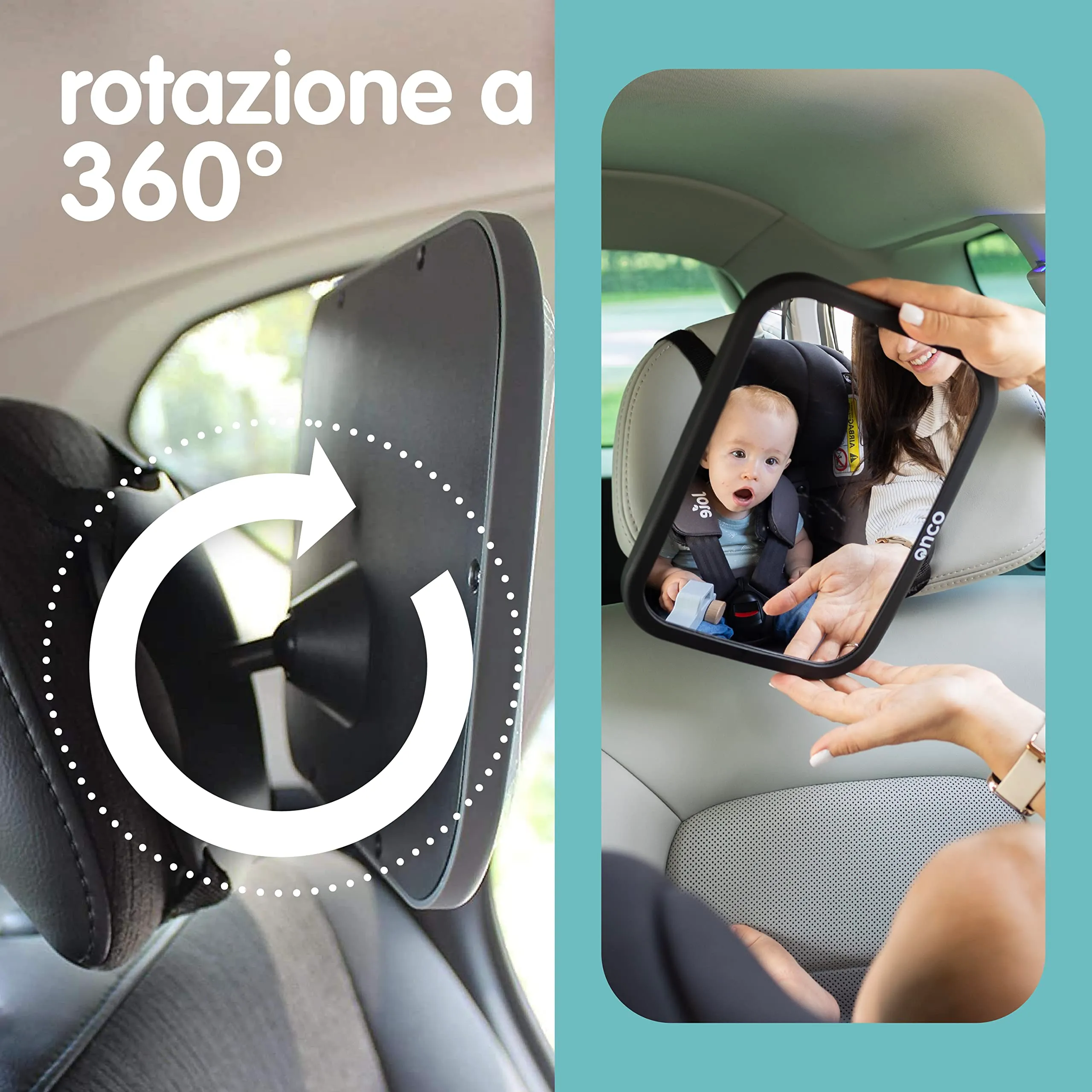Onco Specchio Auto Neonato Sedile Posteriore Infrangibile, 2 Pack - immagine 9