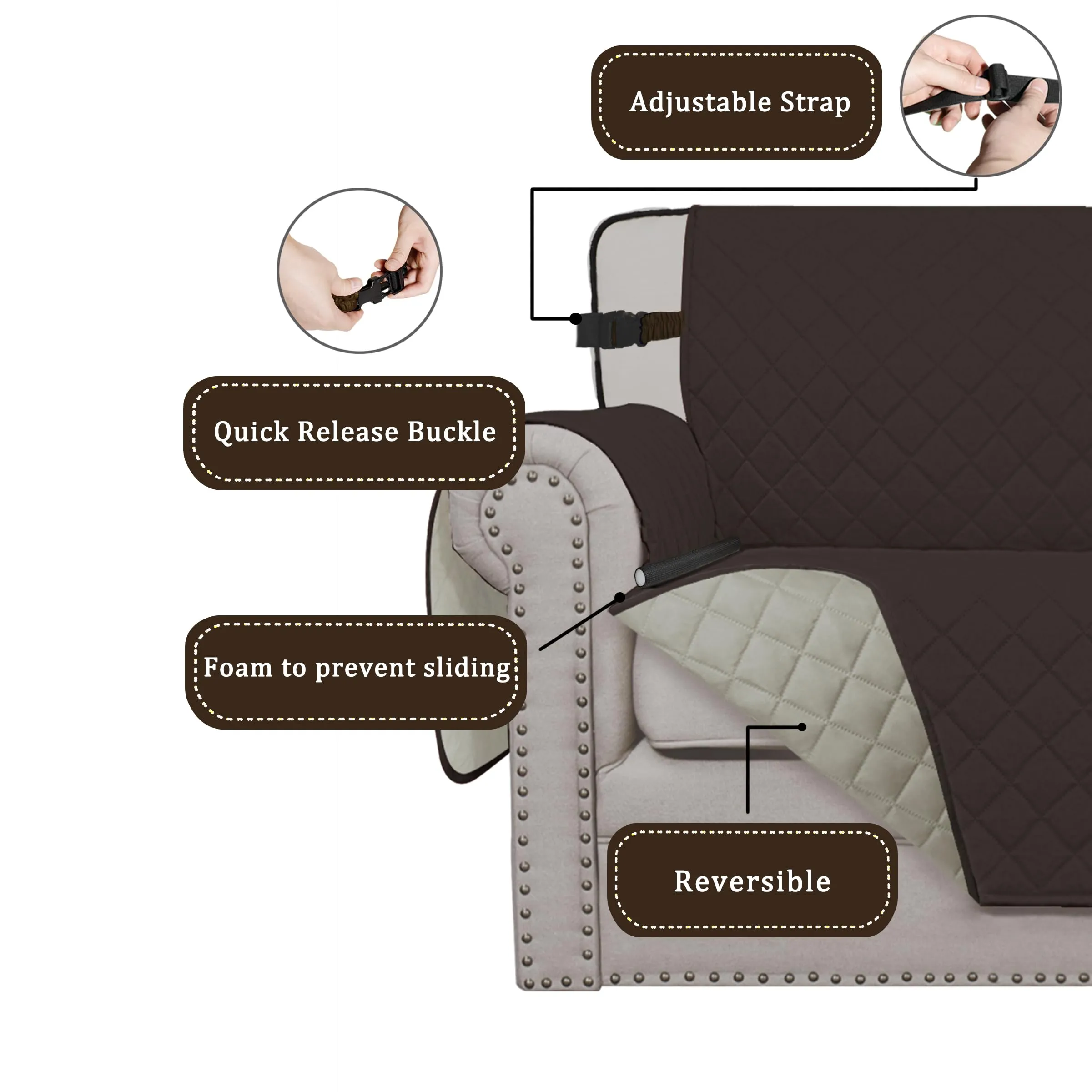 Easy-Going Fodera Reversibile Impermeabile per Sedia e Divano per Animali Domestici con Cinghie Regolabili - immagine 3