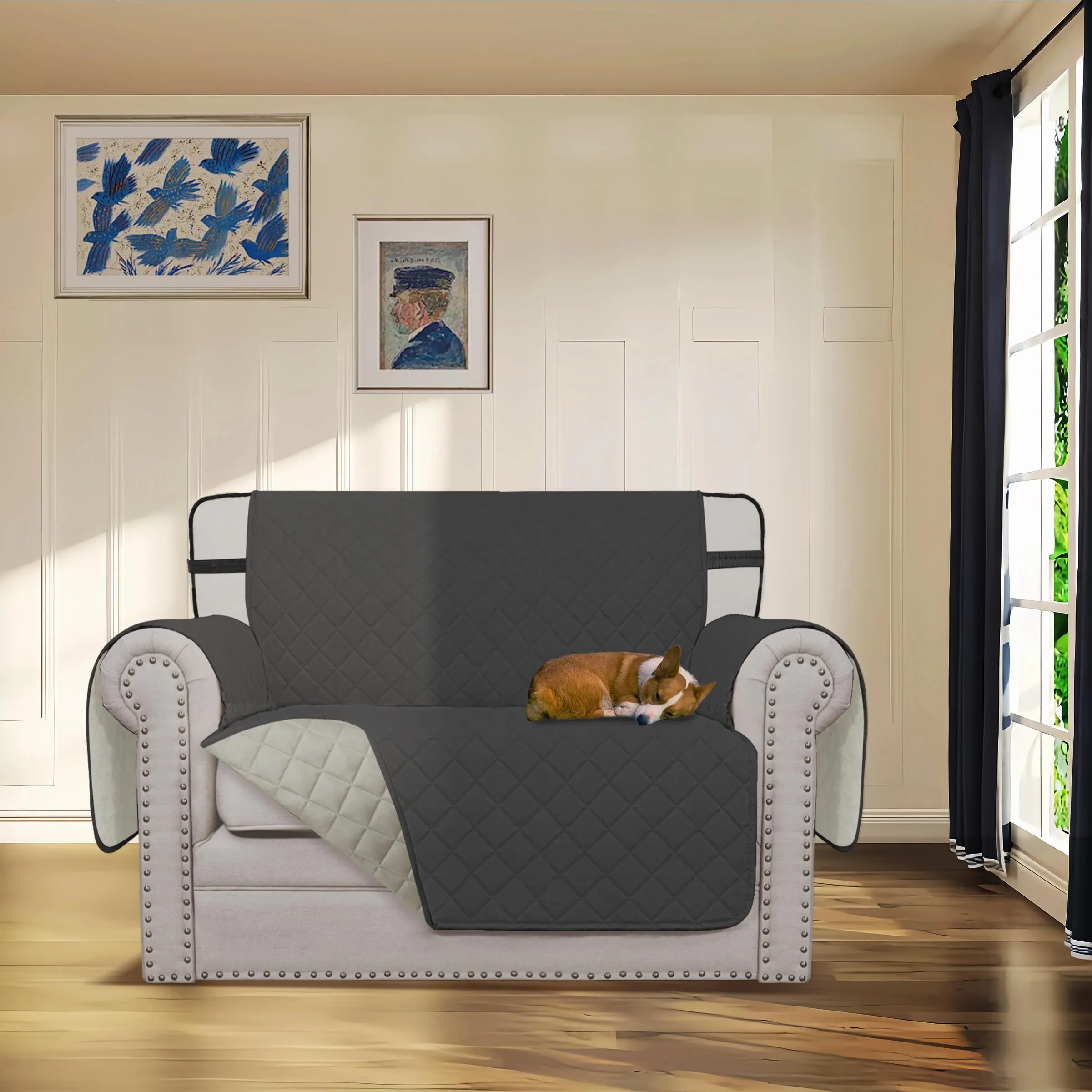 Easy-Going Coprisedia Reversibile Impermeabile per Cani, 76,2 cm, Grigio Scuro/Beige - immagine 2
