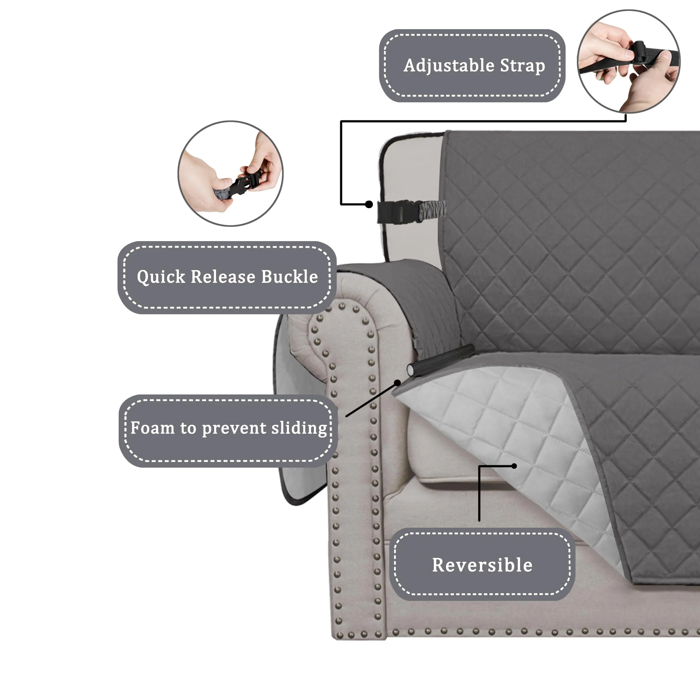 Easy-Going Coprisedia per Cani Impermeabile, Reversibile e Lavabile, Grigio/Grigio Chiaro, 76,2 cm - immagine 3