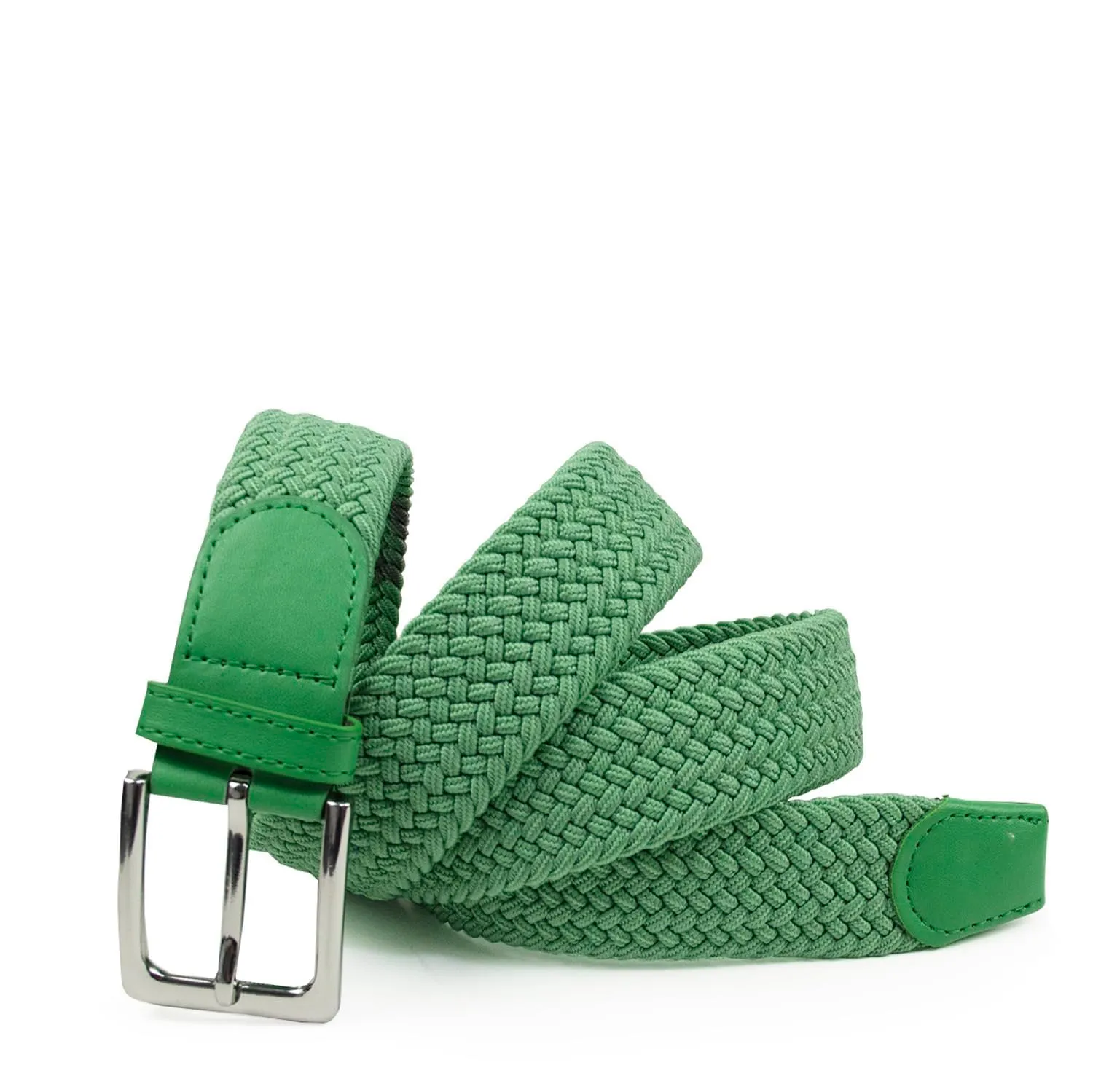 GLAMEXX24 Cintura Elastica Unisex in Tessuto Intrecciato Regolabile, Verde Chiaro, Taglia 110 - immagine 2