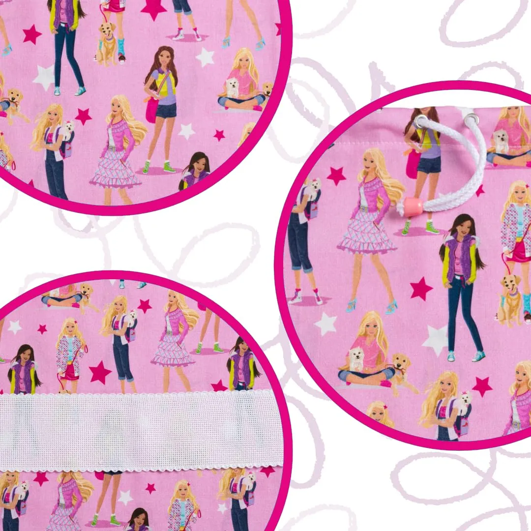 Filet Set 2 Sacchetti Asilo in Cotone Stampato con Tela Aida da Ricamare, 42 x 34 cm, Fantasia Girl Power - immagine 3