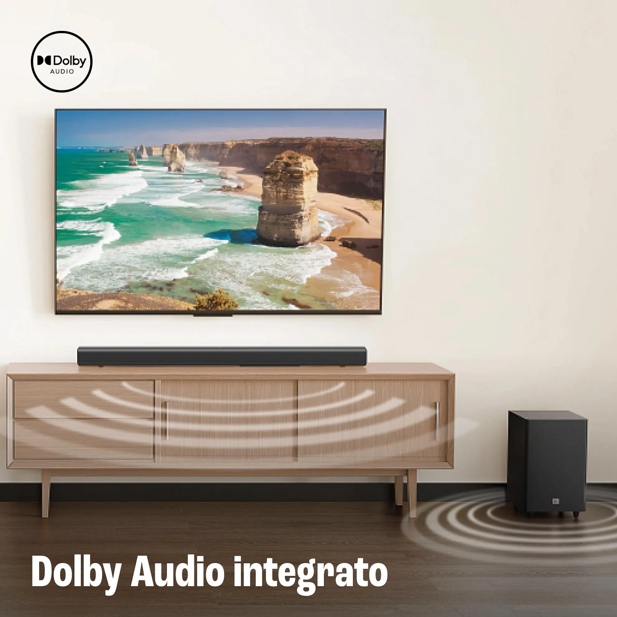 JBL Cinema SB 550 Soundbar 3.1 Canali con Subwoofer Wireless, Dolby Atmos, HDMI ARC, 250W, Nero - immagine 4