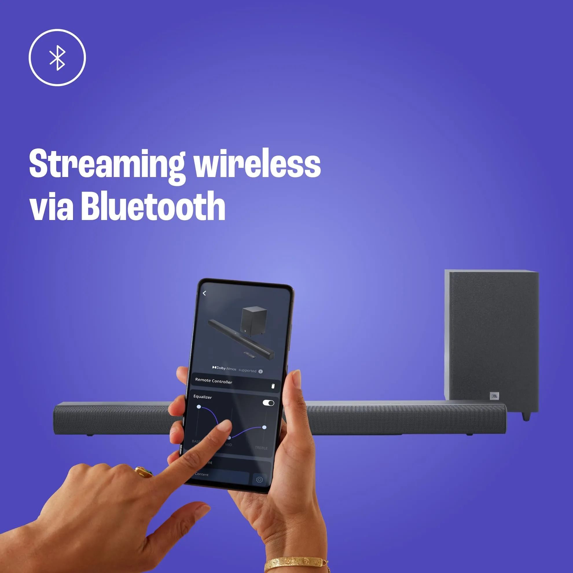 JBL Cinema SB 550 Soundbar 3.1 Canali con Subwoofer Wireless, Dolby Atmos, HDMI ARC, 250W, Nero - immagine 5