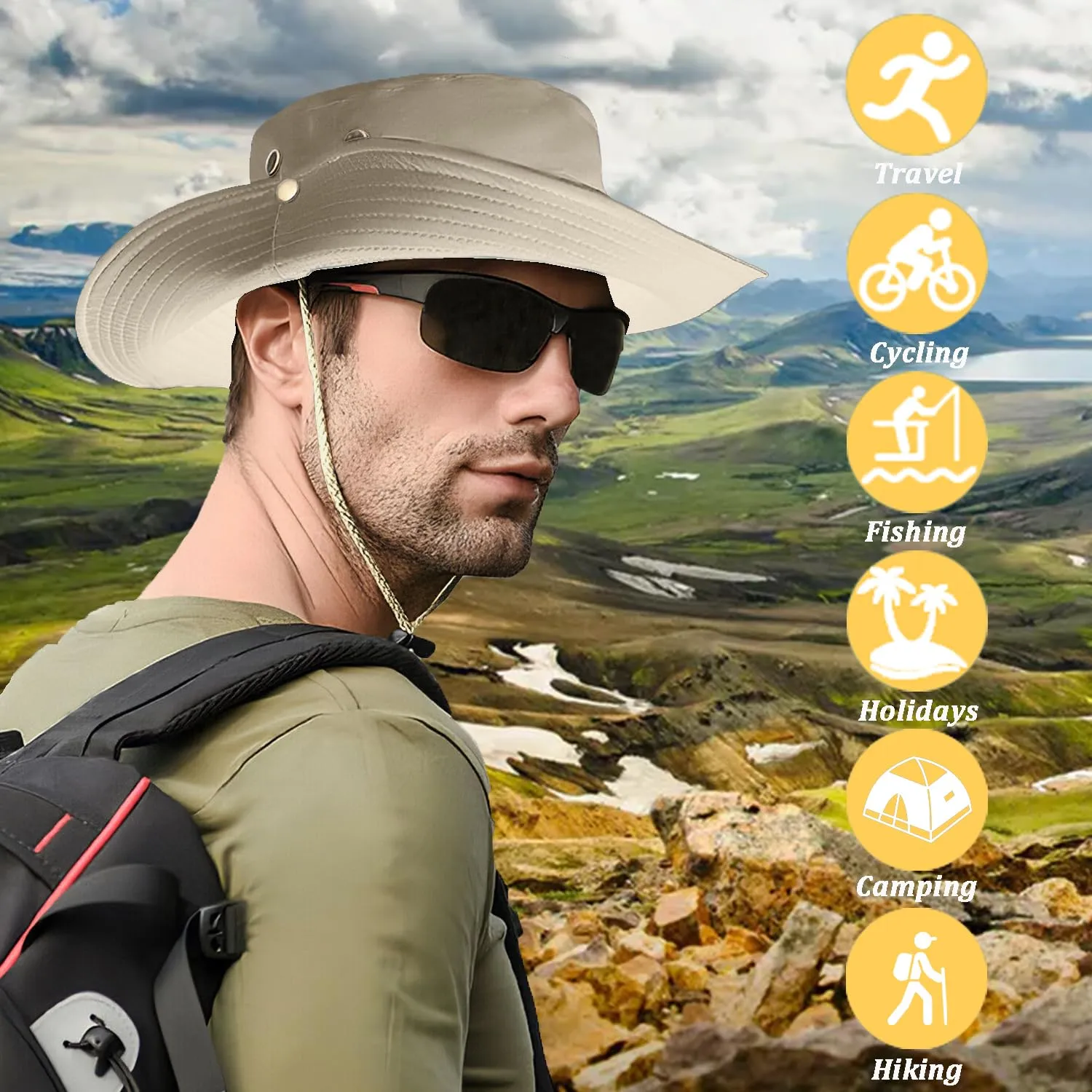 Favuit Cappello Boonie Pieghevole Unisex a Tesa Larga per Protezione Solare e Attività all'Aperto - immagine 5