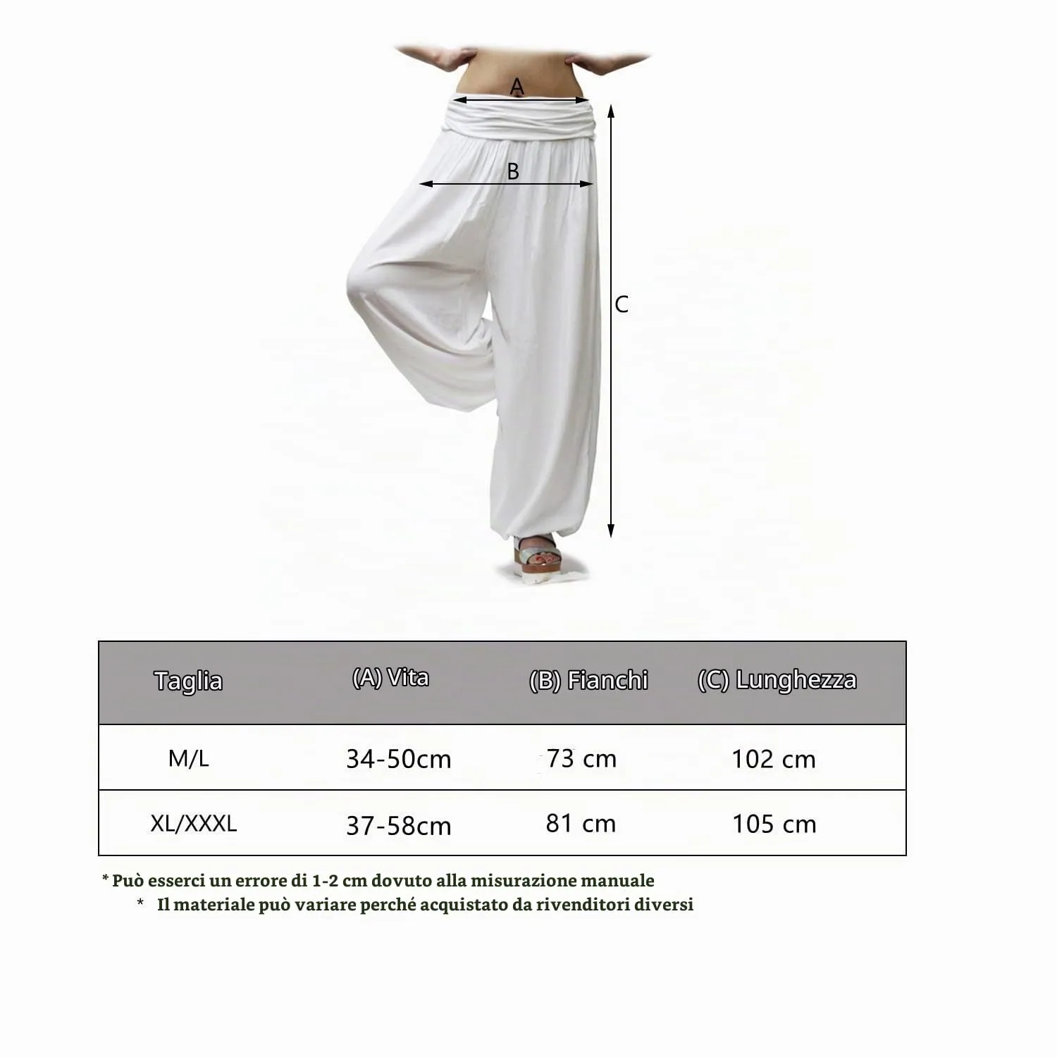 GLAMEXX24 Pantaloni Harem Donna in Viscosa, Taglio Largo con Tasche, Motivo a Cerchio, Camel - immagine 5