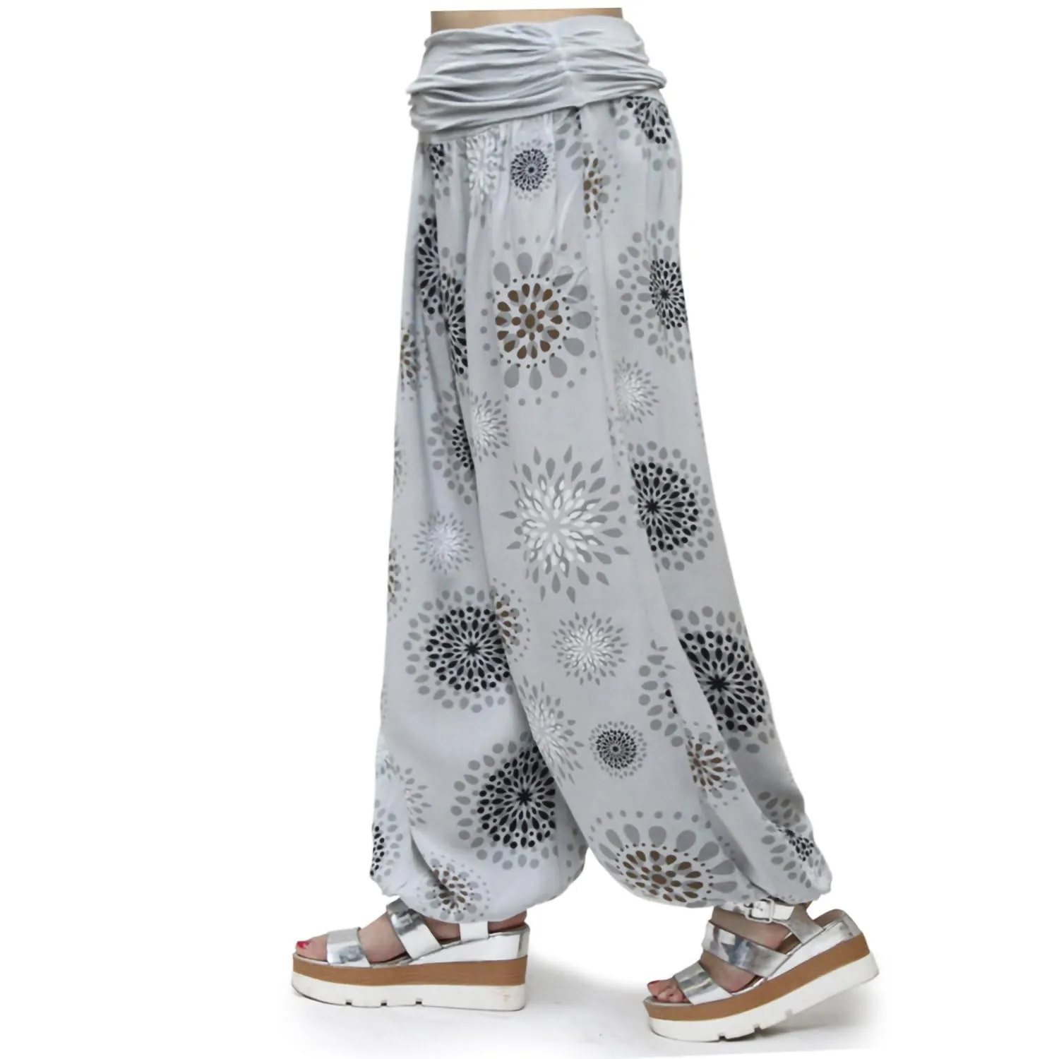 GLAMEXX24 Pantaloni da Donna in Viscosa a Motivo a Cerchio - immagine 5