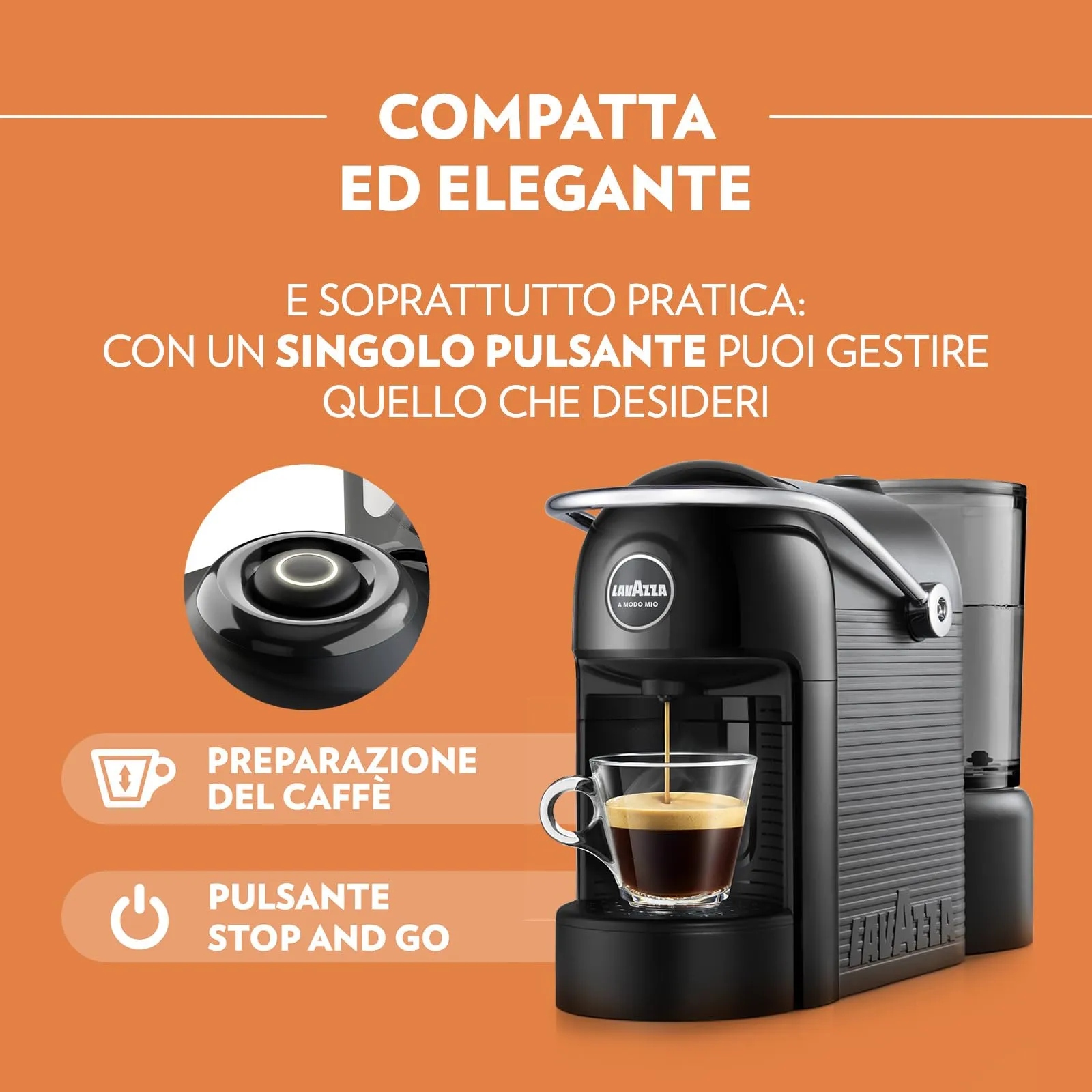 Lavazza A Modo Mio Jolie Evo Macchina Espresso Nera con 64 Capsule Crema e Gusto Classico - immagine 2