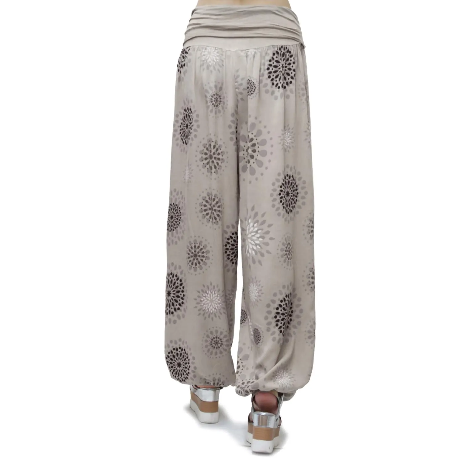 GLAMEXX24 Pantaloni Harem Donna in Viscosa con Tasche, Modello di cerchi - immagine 4