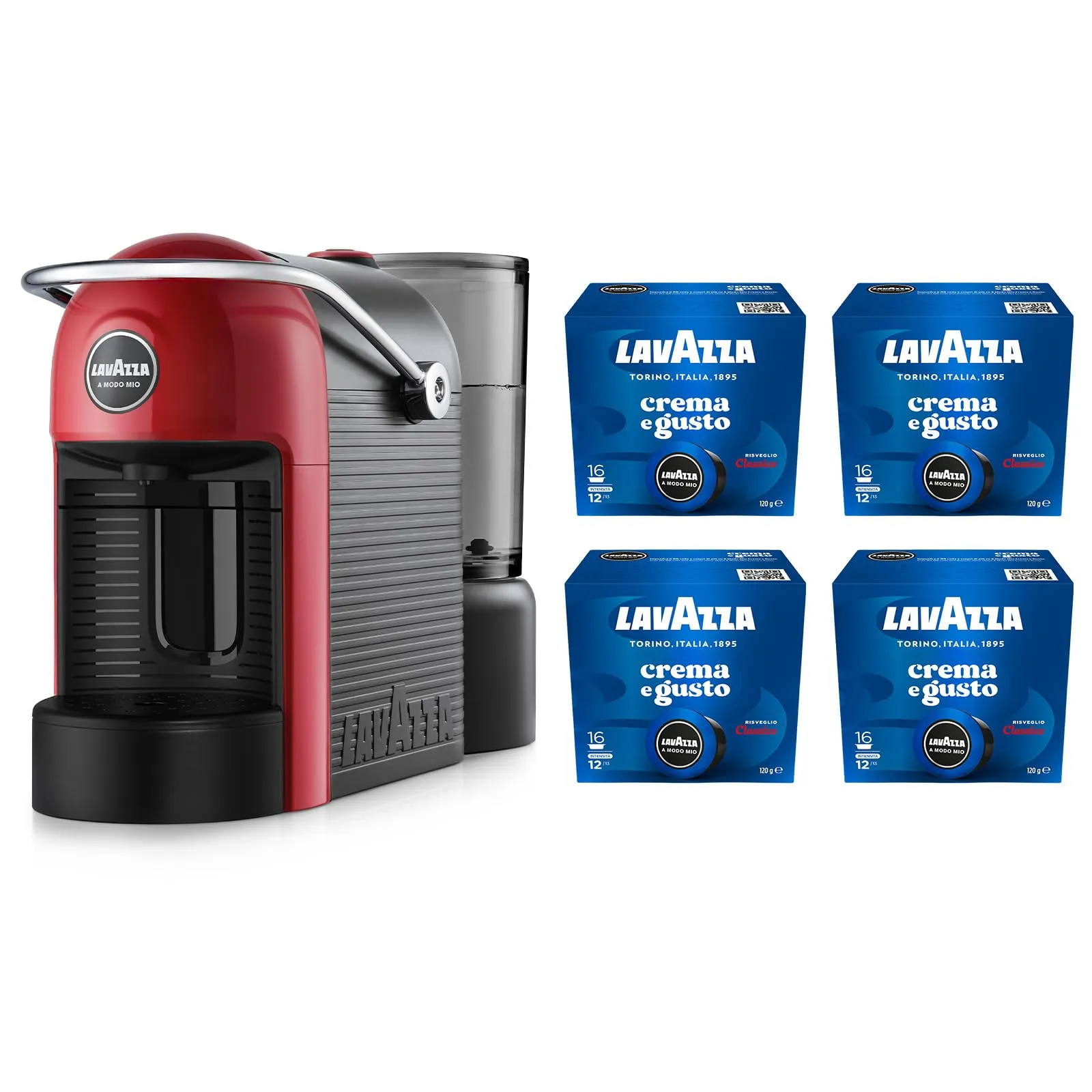 Lavazza A Modo Mio Jolie Evo Macchina Espresso con 64 Capsule Crema e Gusto Classico, Rossa - immagine 1