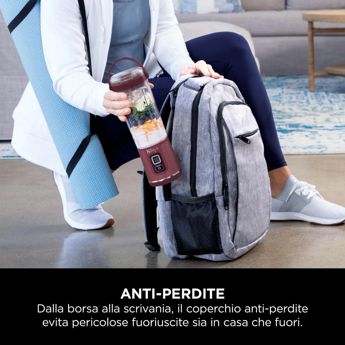 Ninja Blast Frullatore Portatile, 530 ml, Ricaricabile, Ciliegia - immagine 7