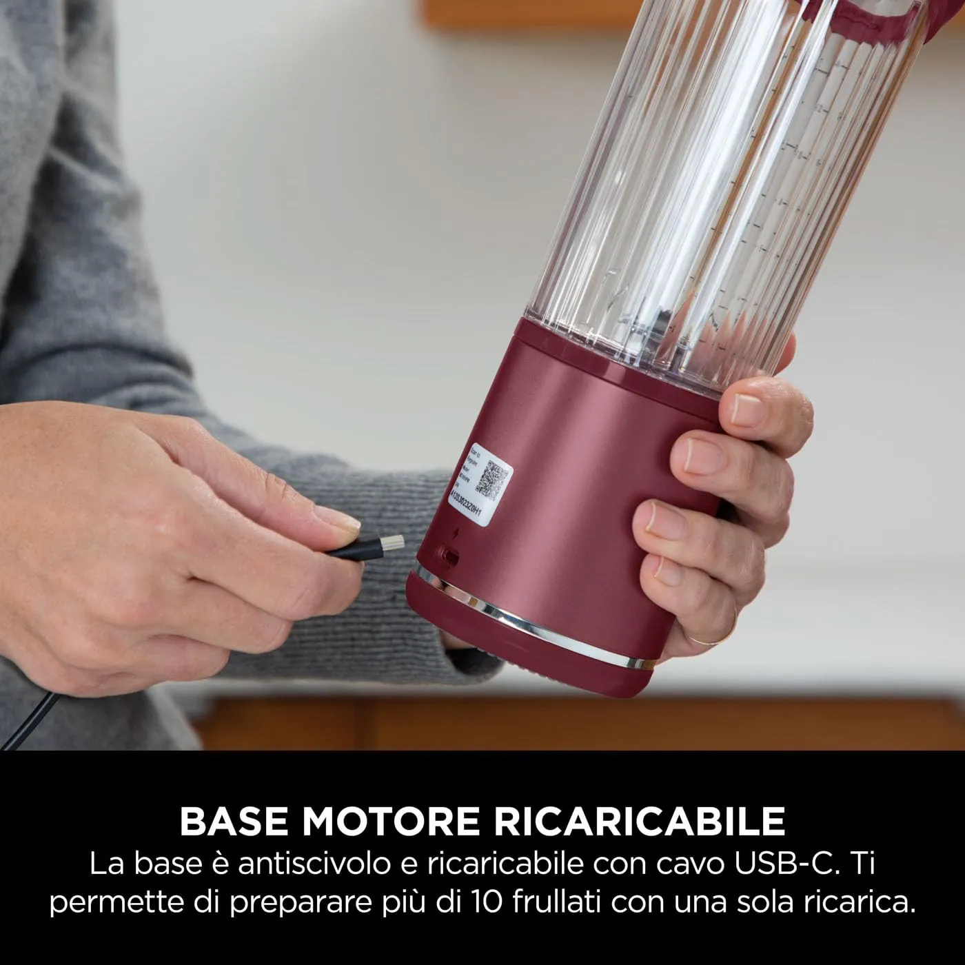 Ninja Blast Frullatore Portatile, 530 ml, Ricaricabile, Ciliegia - immagine 8