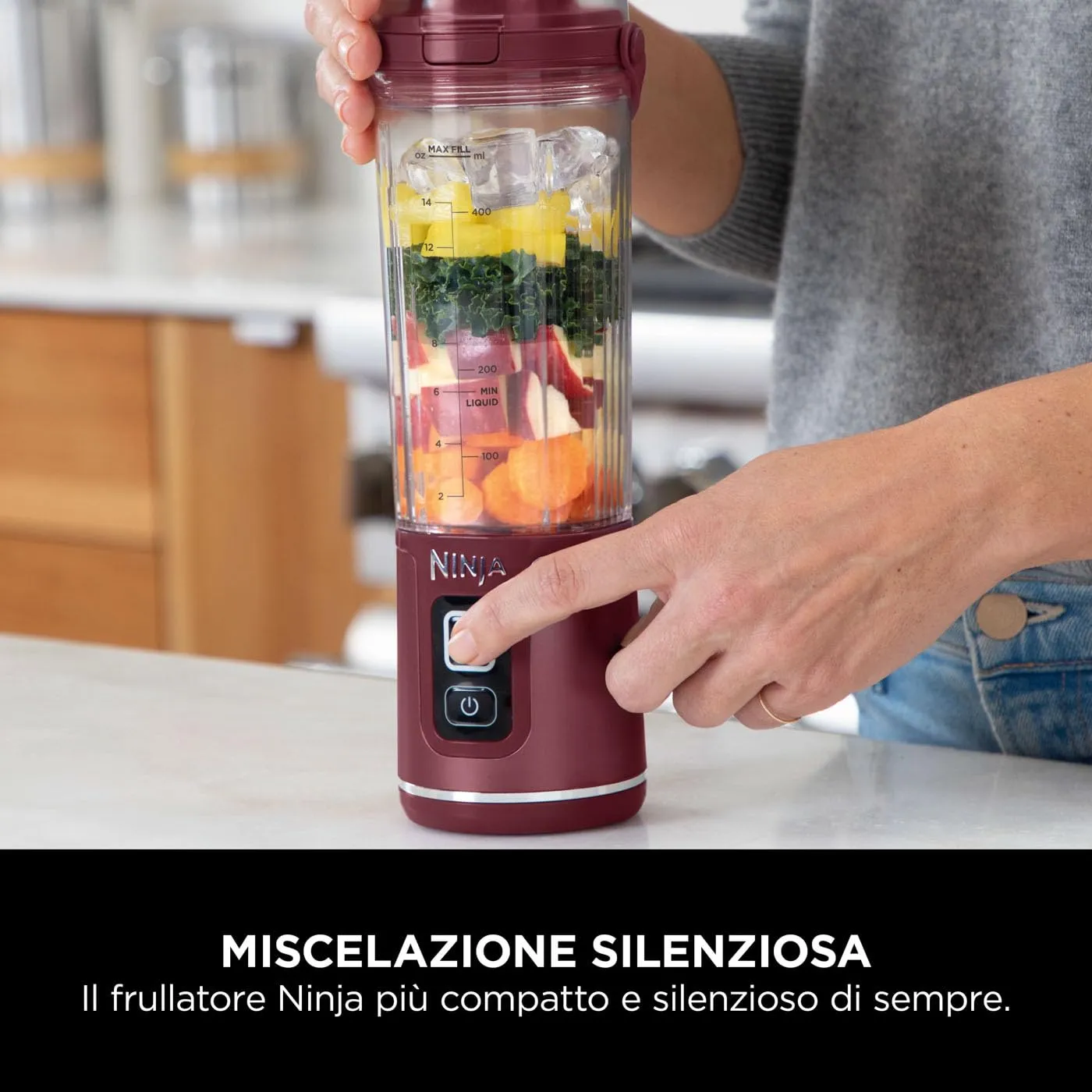 Ninja Blast Frullatore Portatile, 530 ml, Ricaricabile, Ciliegia - immagine 11