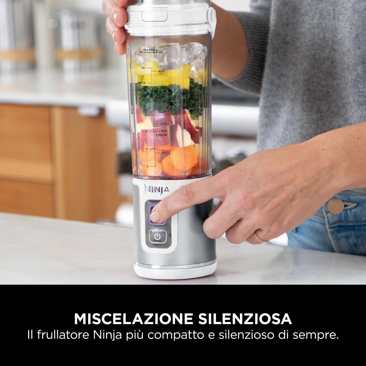 Ninja Blast Frullatore Portatile, 530 ml, Ricaricabile, Bianco, BC151EUWH - immagine 12