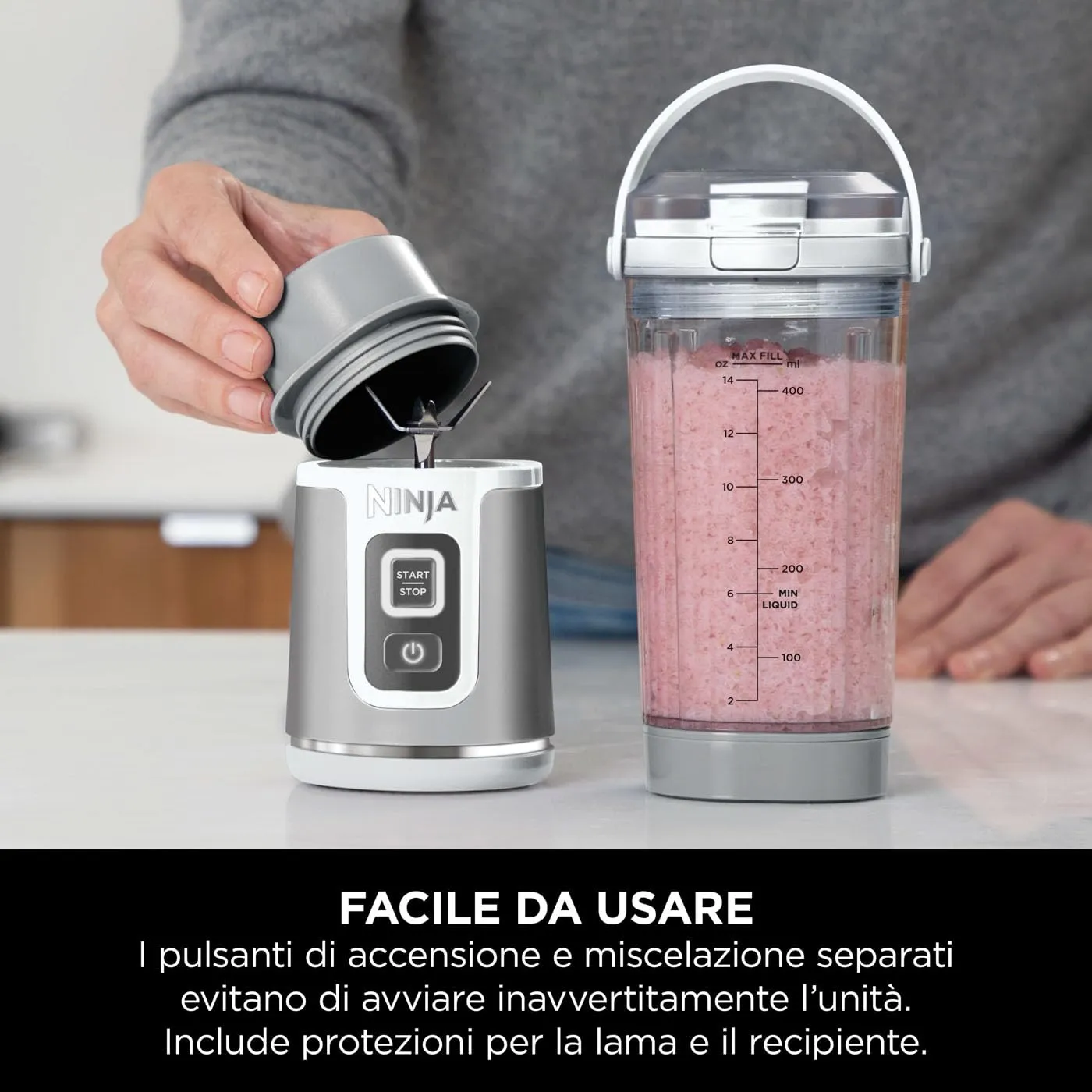 Ninja Blast Frullatore Portatile, 530 ml, Ricaricabile, Bianco, BC151EUWH - immagine 13