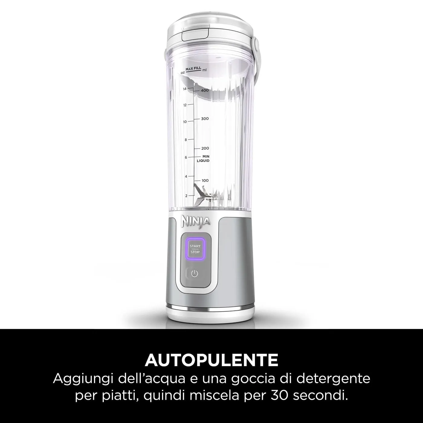 Ninja Blast Frullatore Portatile, 530 ml, Ricaricabile, Bianco, BC151EUWH - immagine 14
