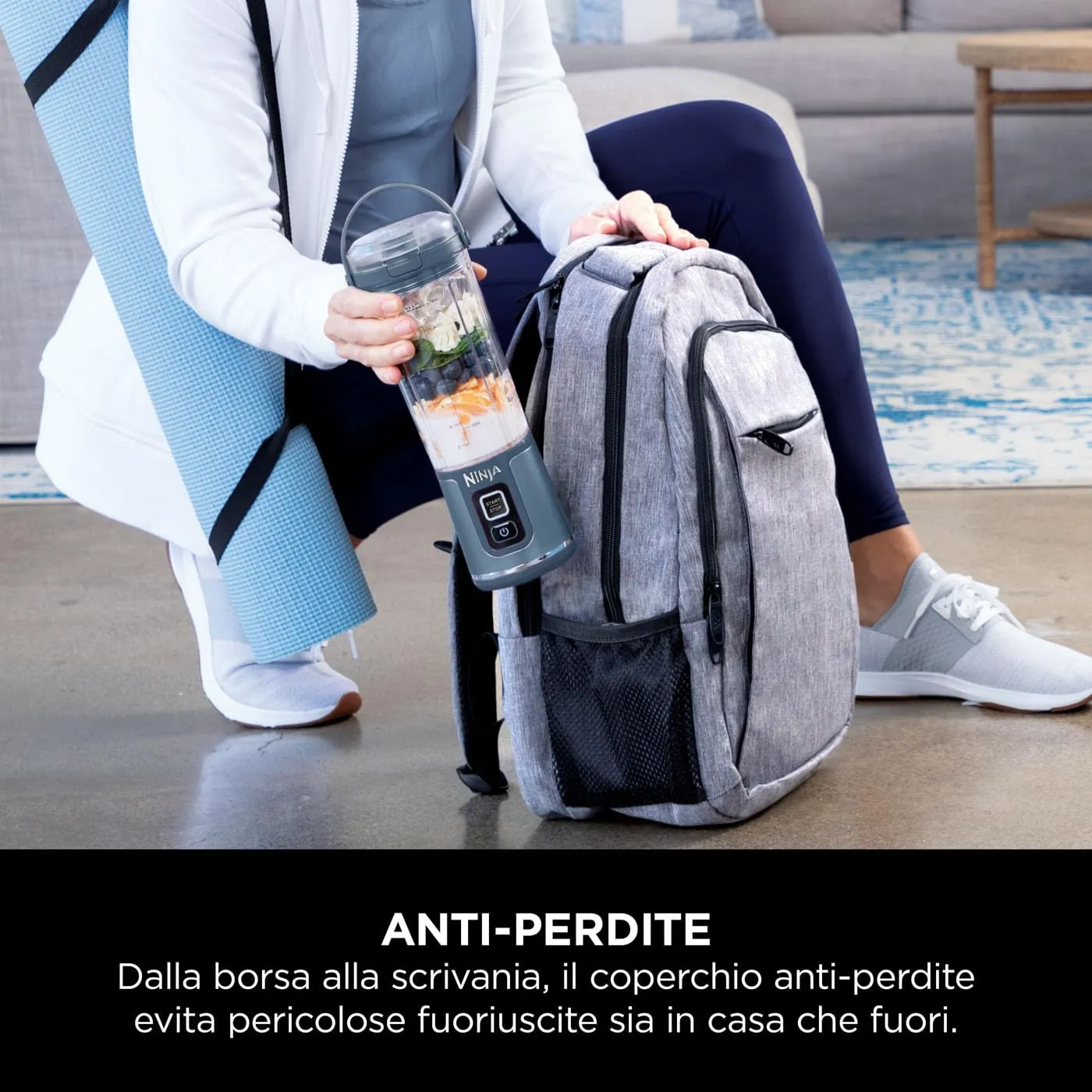 Ninja Blast Frullatore Portatile, 530 ml, Ricaricabile, Blu Denim - immagine 3