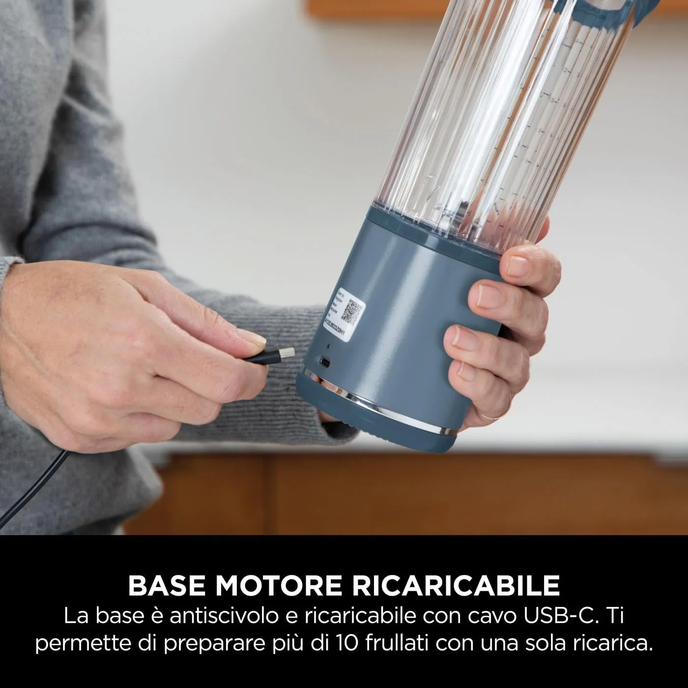 Ninja Blast Frullatore Portatile, 530 ml, Ricaricabile, Blu Denim - immagine 8
