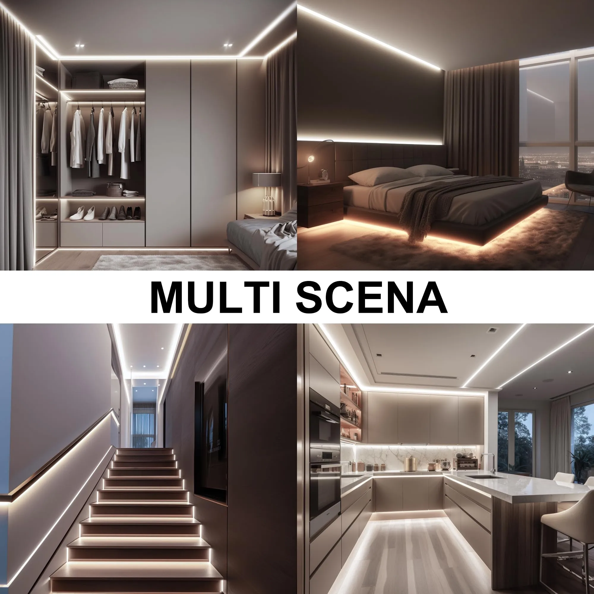 AXMOTUT Striscia LED COB 10m 24V, Bianco Naturale 4000K, 320LEDs/m, 8mm, CRI90+, con Alimentatore e Dimmer - immagine 6