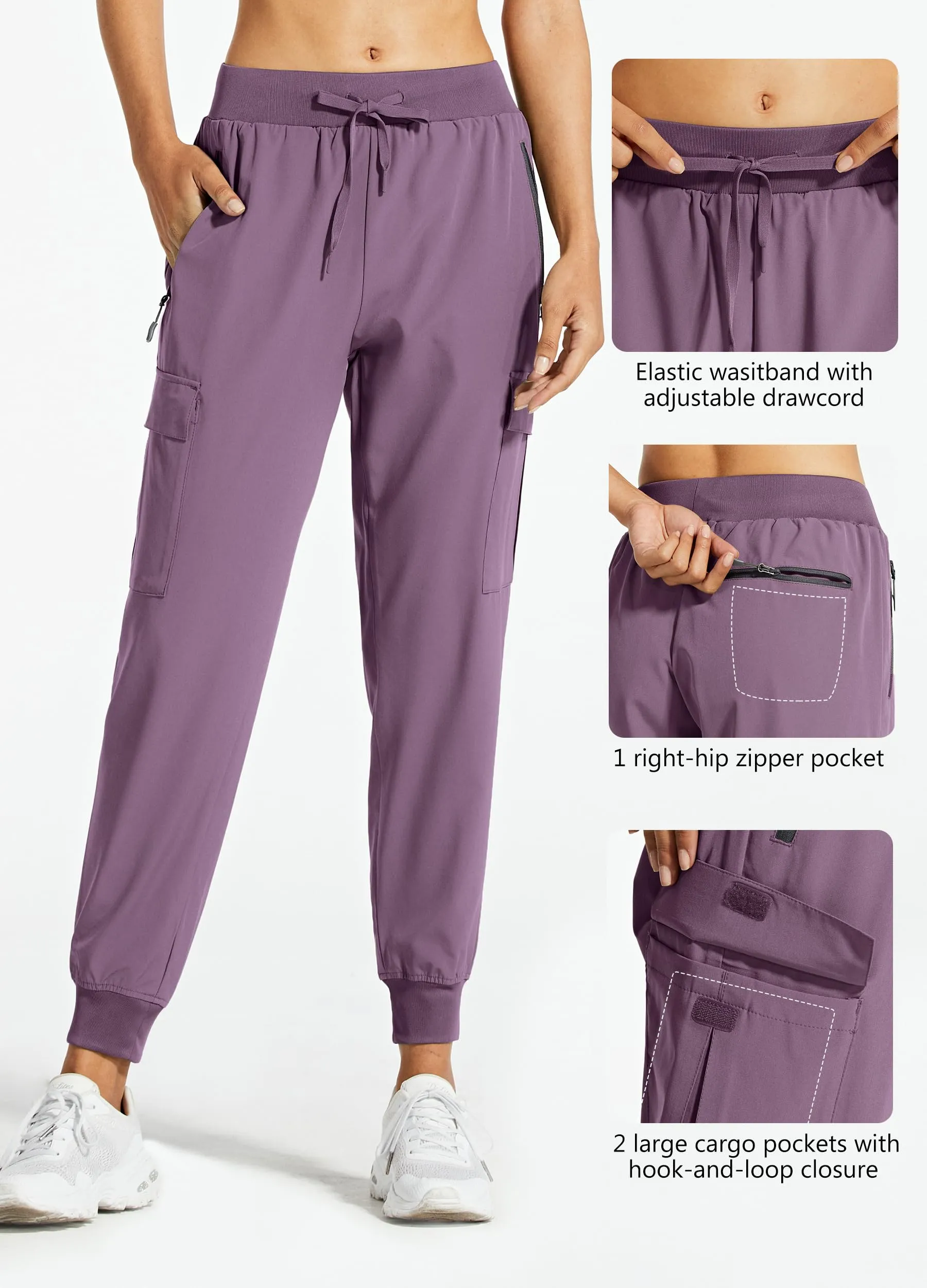 Libin Pantaloni Cargo da Jogging da Donna, Viola Vintage, 3XL - immagine 4